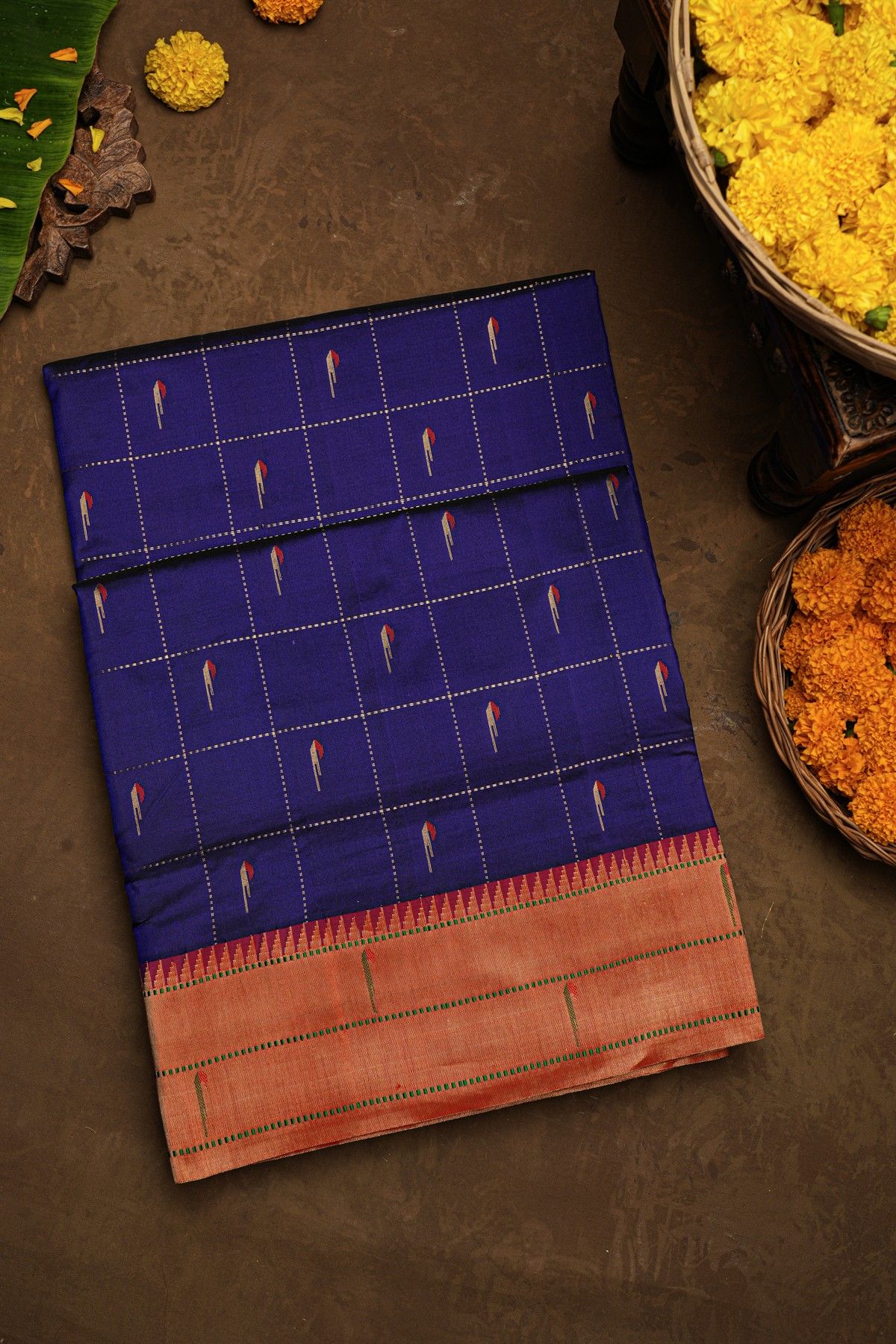 Paithani Silk Navy Blue Saree
