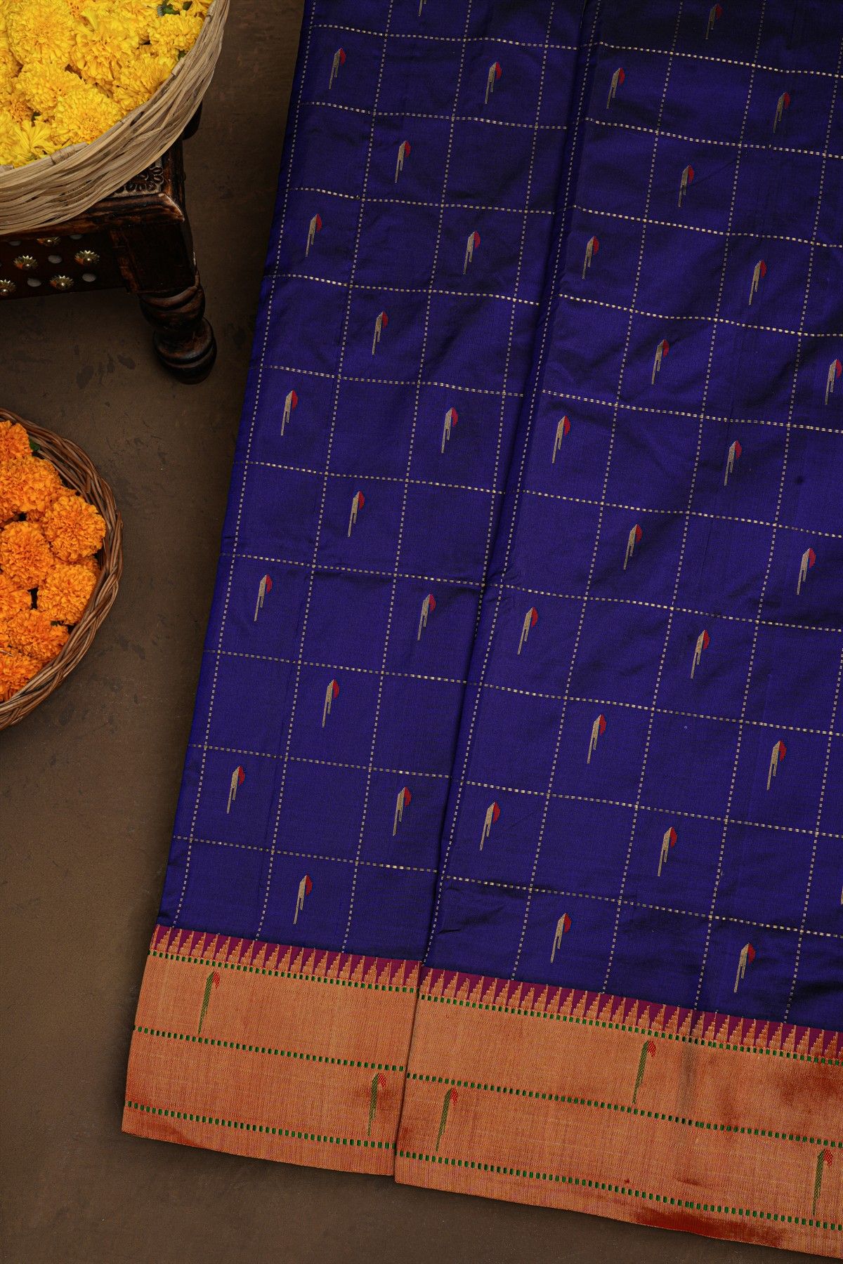 Paithani Silk Navy Blue Saree