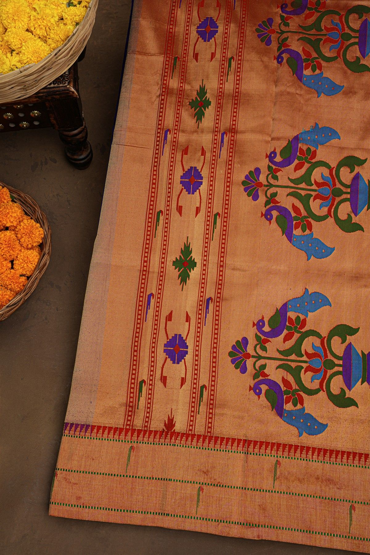 Paithani Silk Navy Blue Saree