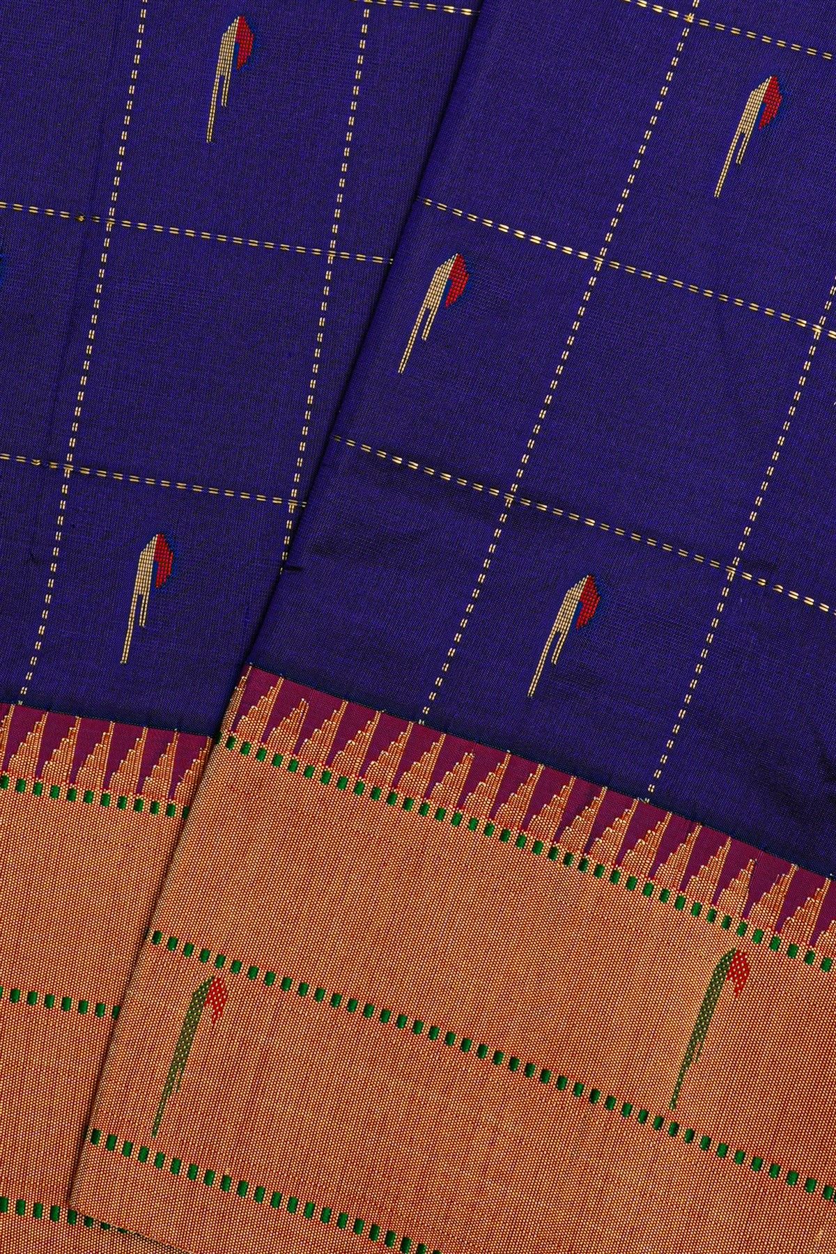 Paithani Silk Navy Blue Saree