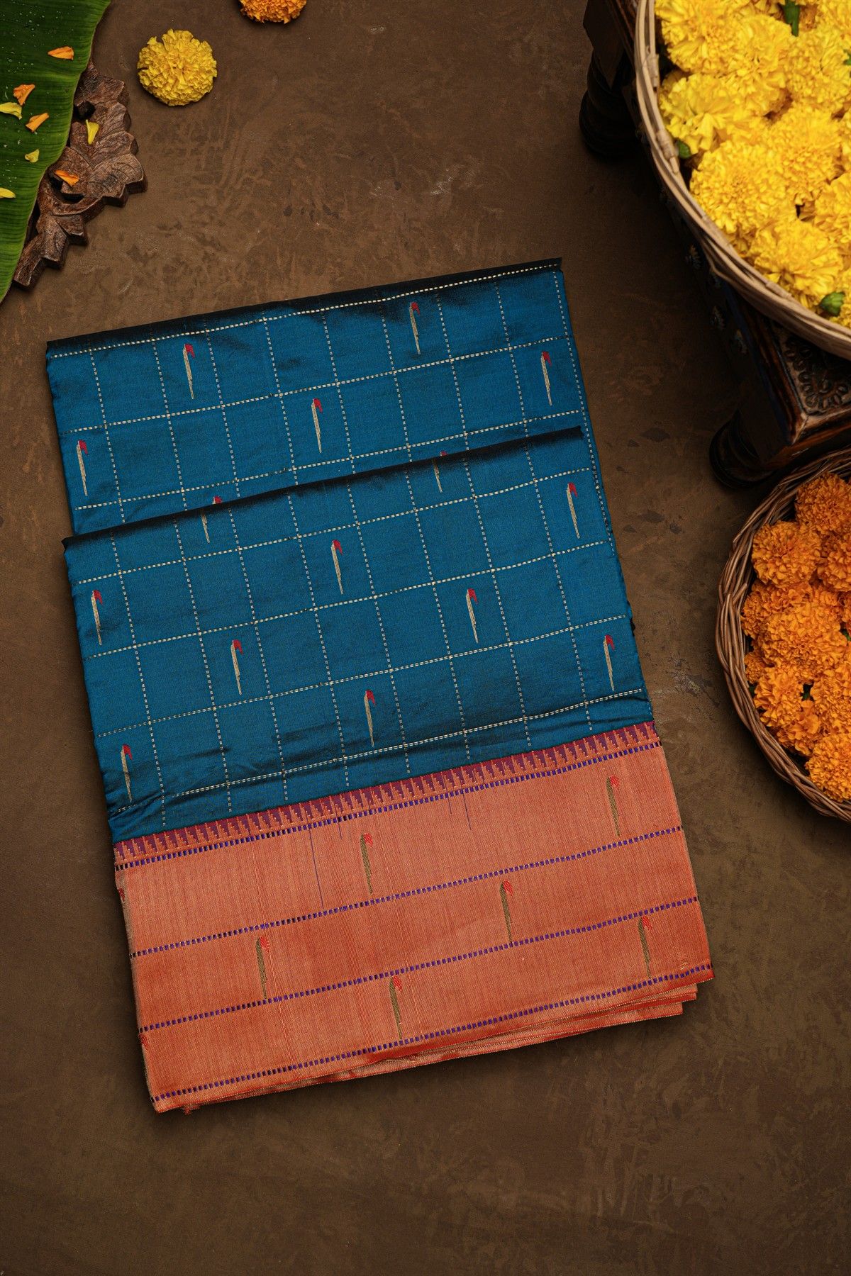 Paithani Silk Peacock Blue Saree