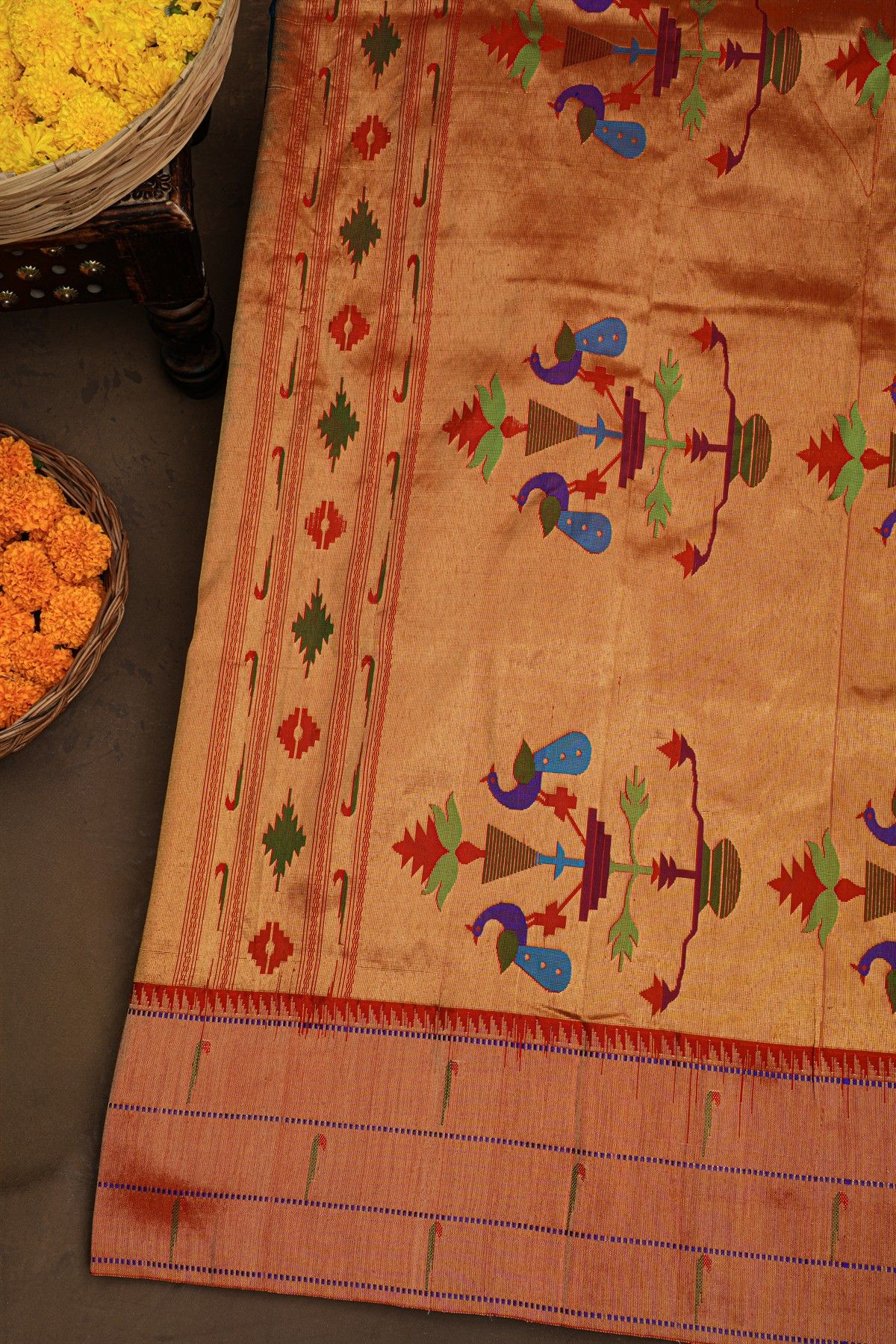 Paithani Silk Peacock Blue Saree