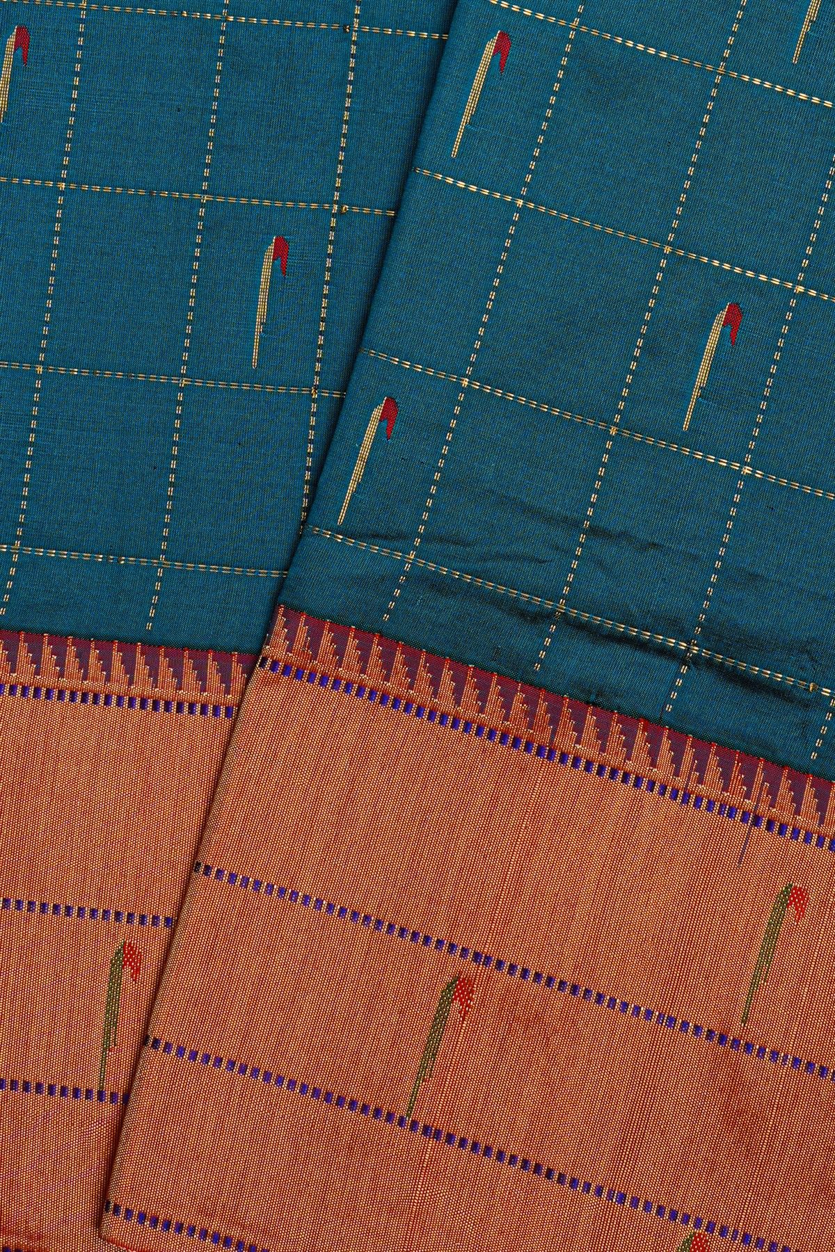 Paithani Silk Peacock Blue Saree