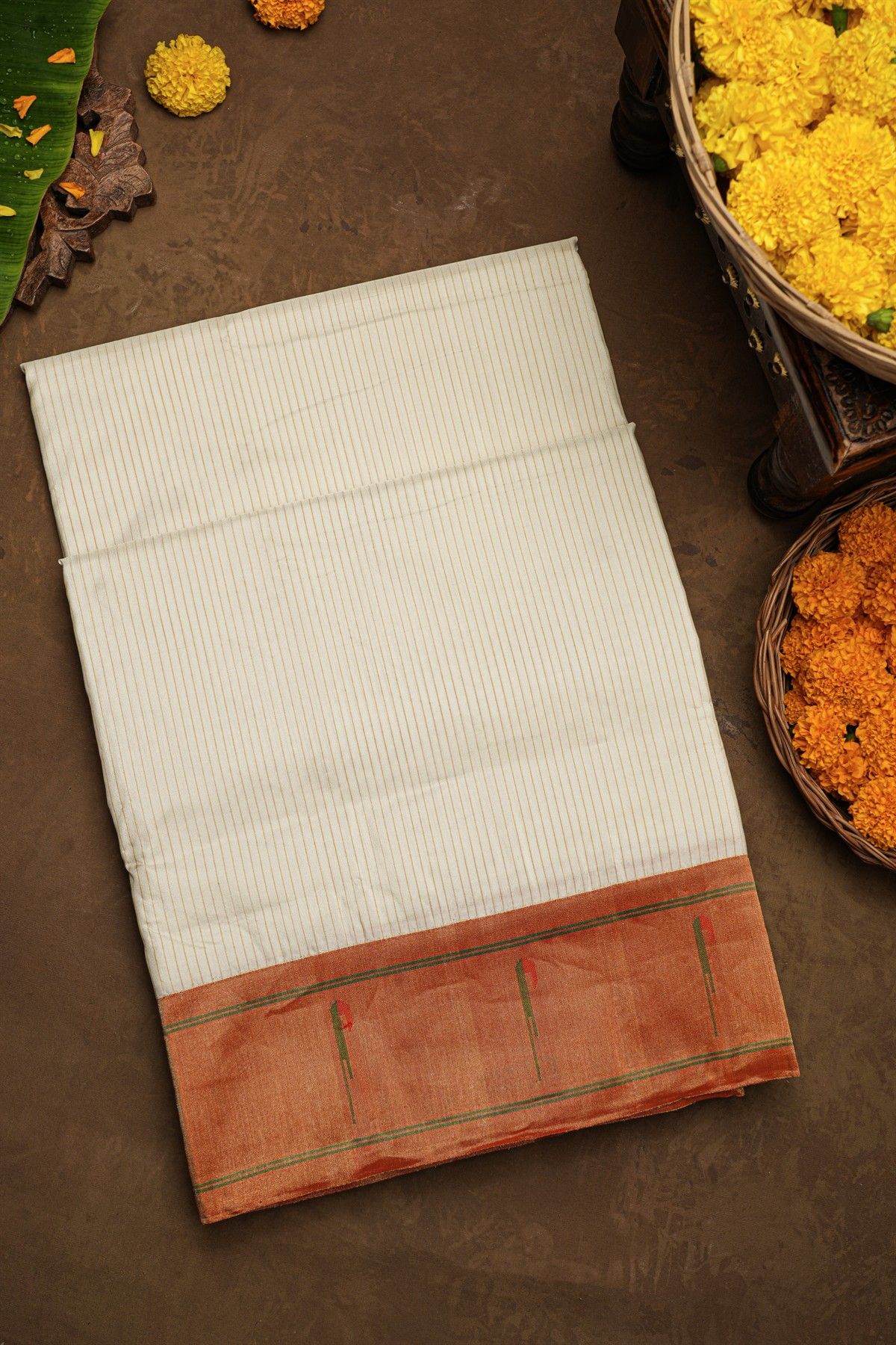 Paithani Silk Off White Saree