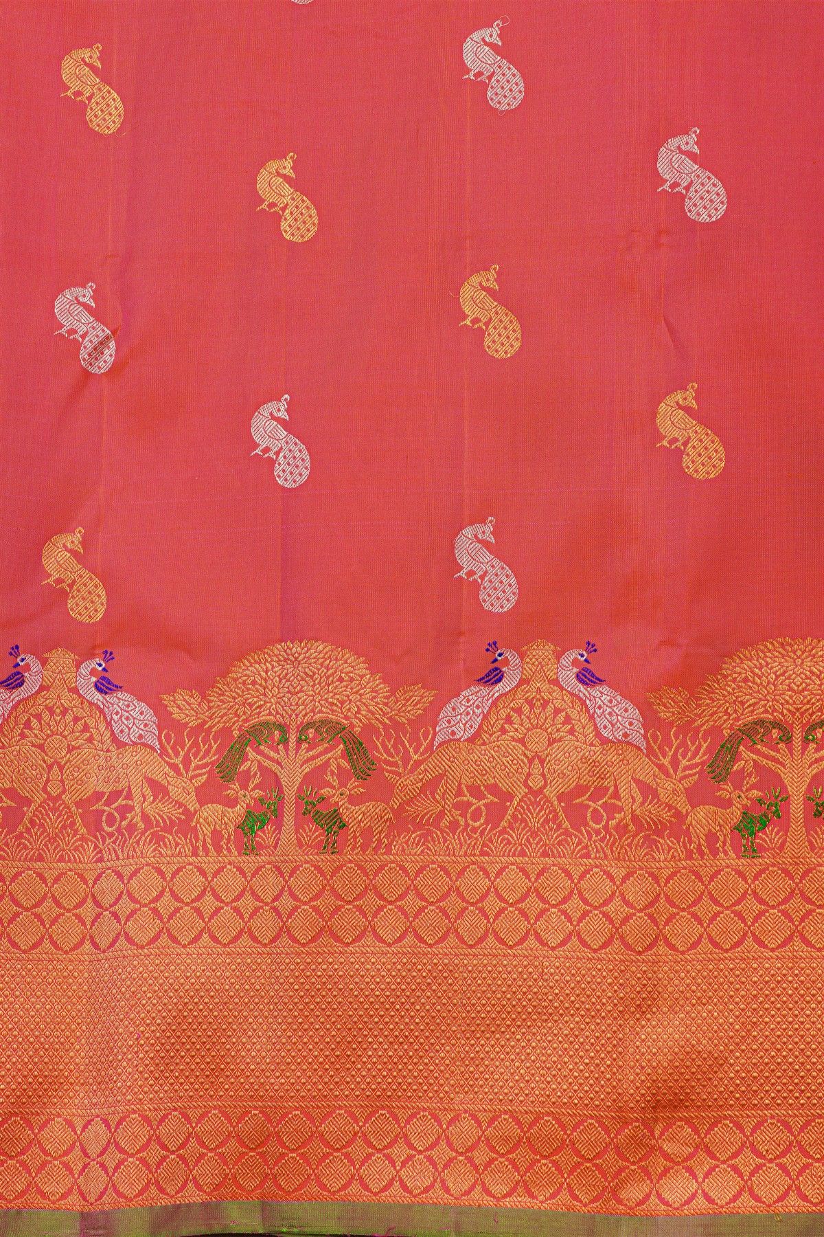 Gadwal Silk Bottle Green Saree