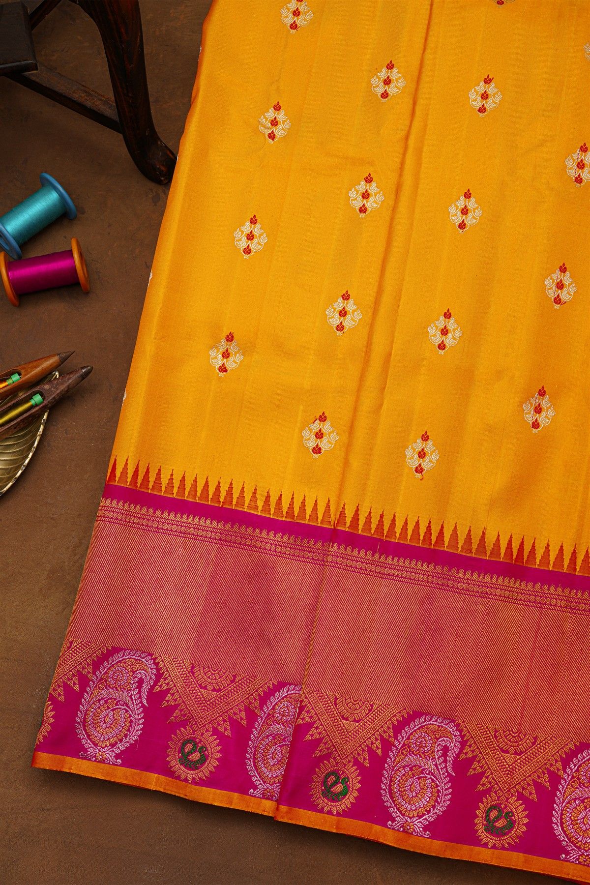 Gadwal Silk Mustard Saree
