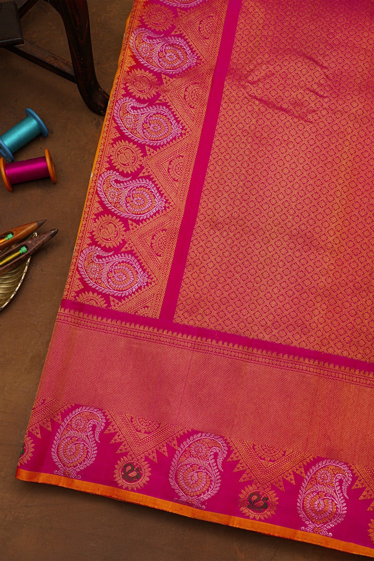 Gadwal Silk Mustard Saree