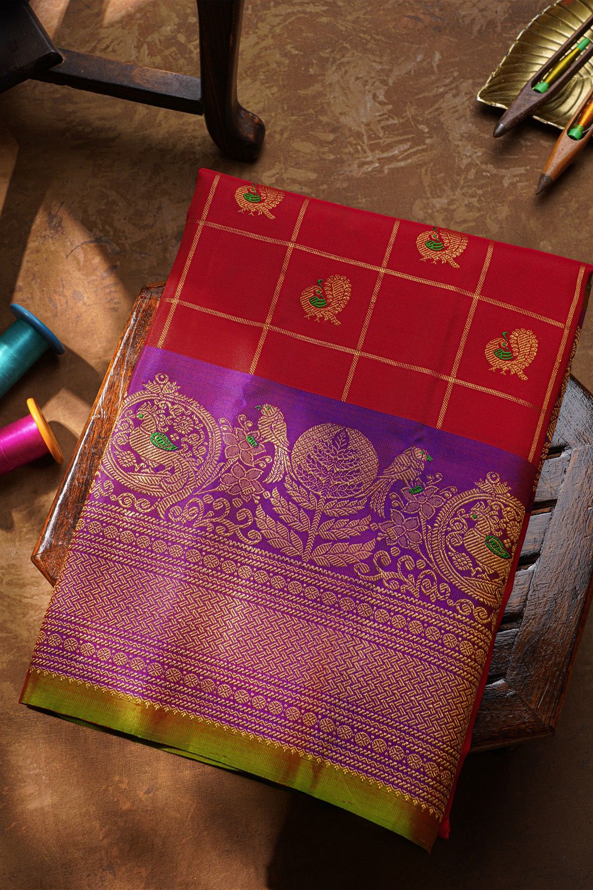Gadwal Silk Red Saree