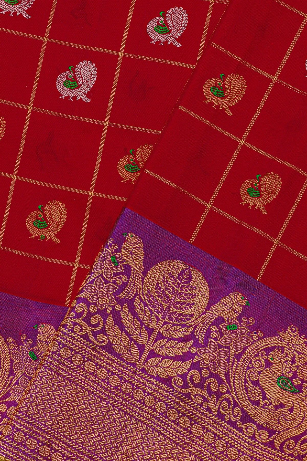 Gadwal Silk Red Saree
