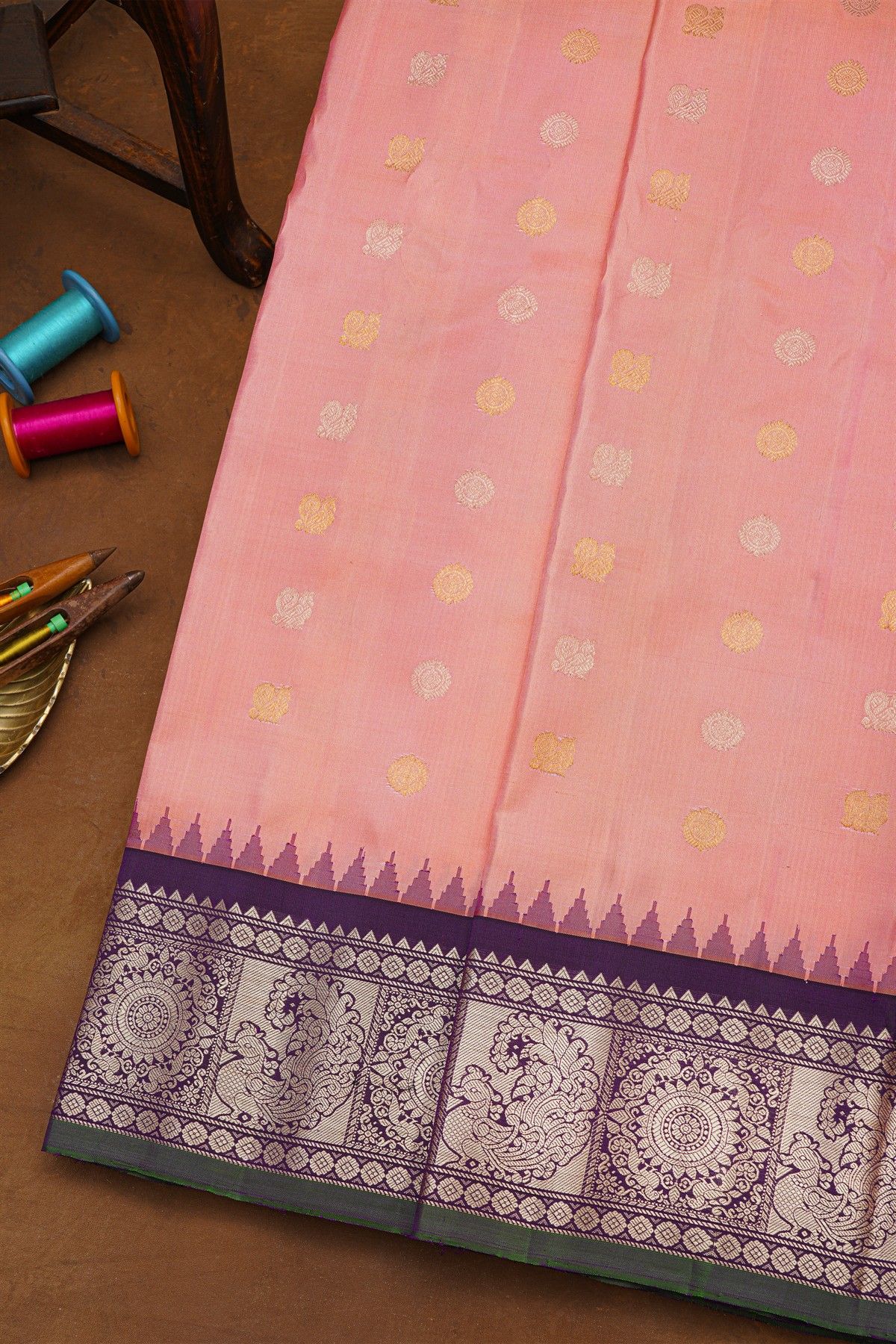 Gadwal Silk Baby Pink Saree