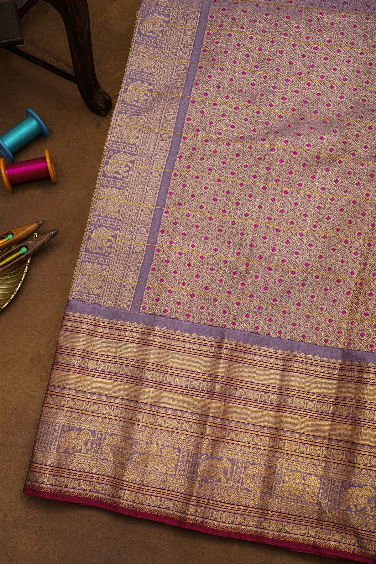 Gadwal Silk Brown Saree