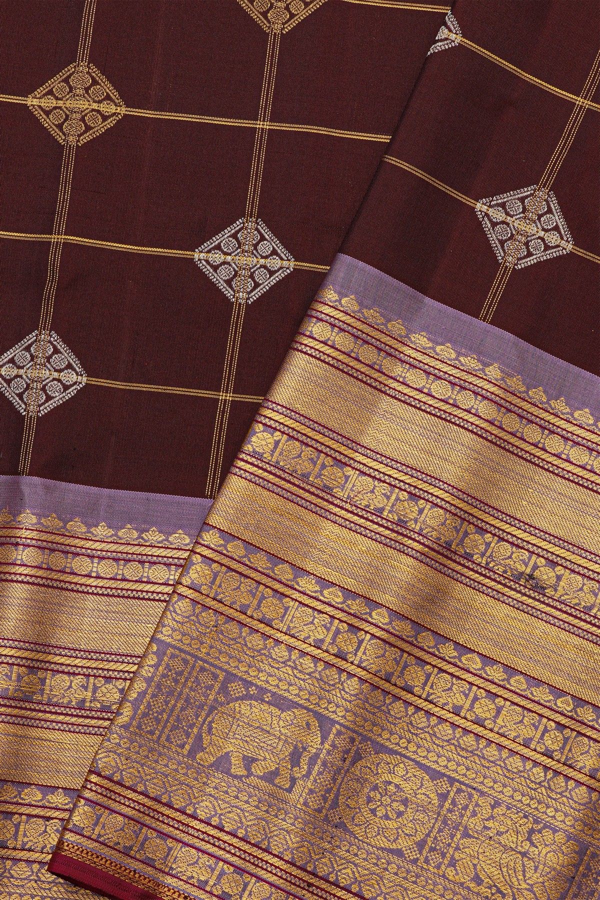 Gadwal Silk Brown Saree