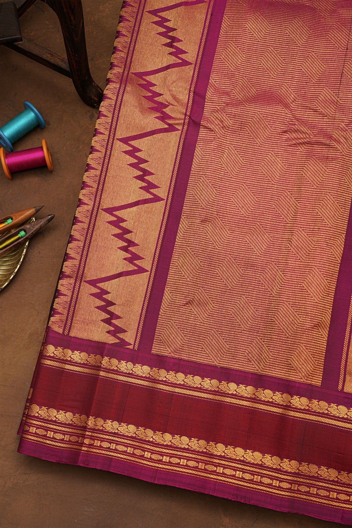 Gadwal Silk Dark Brown Saree