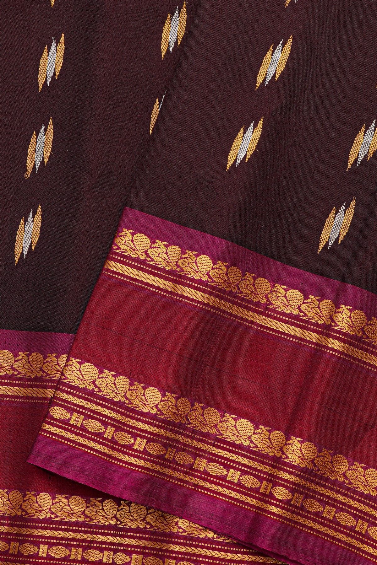 Gadwal Silk Dark Brown Saree