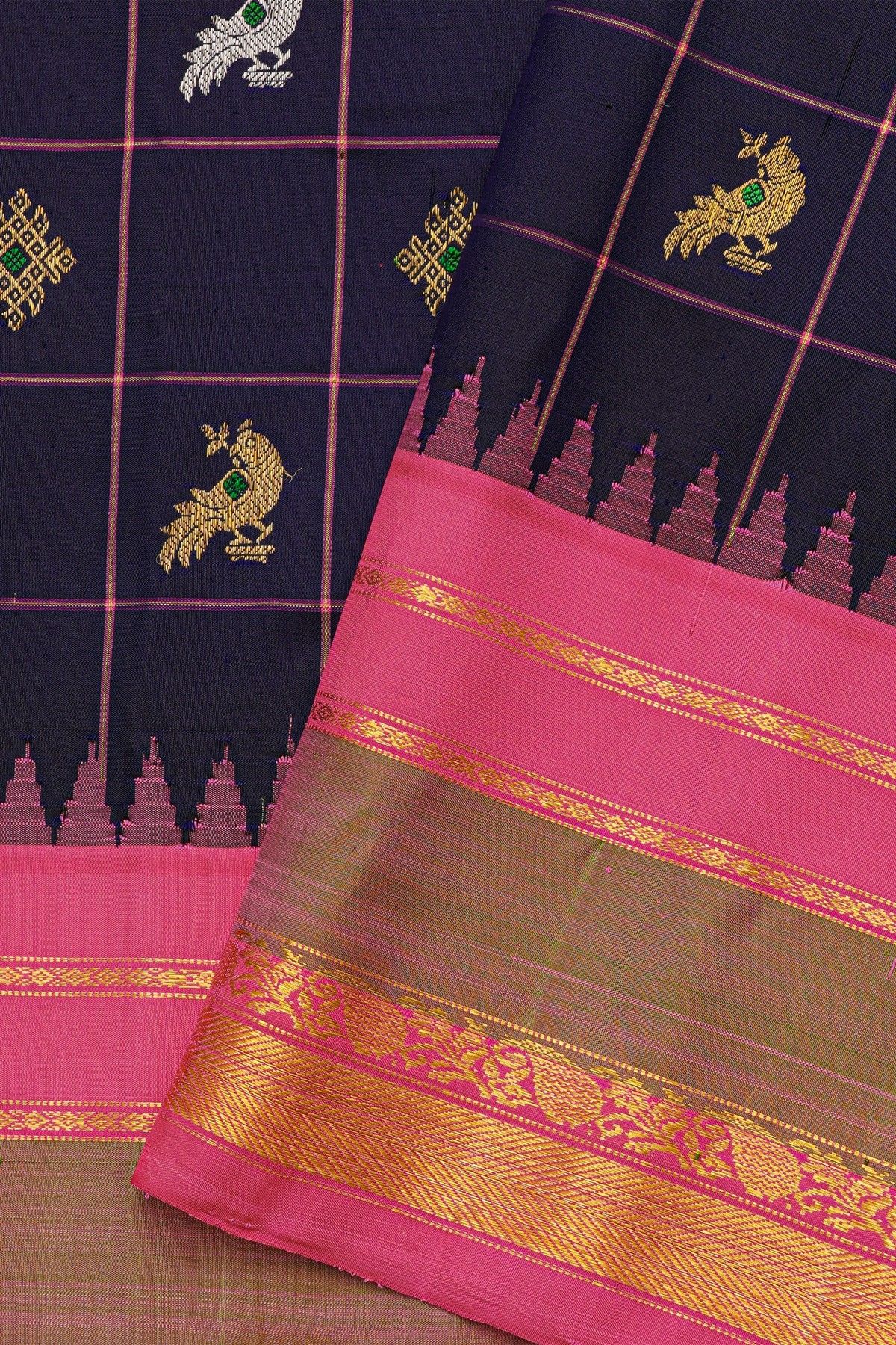 Gadwal Silk Navy Blue Saree