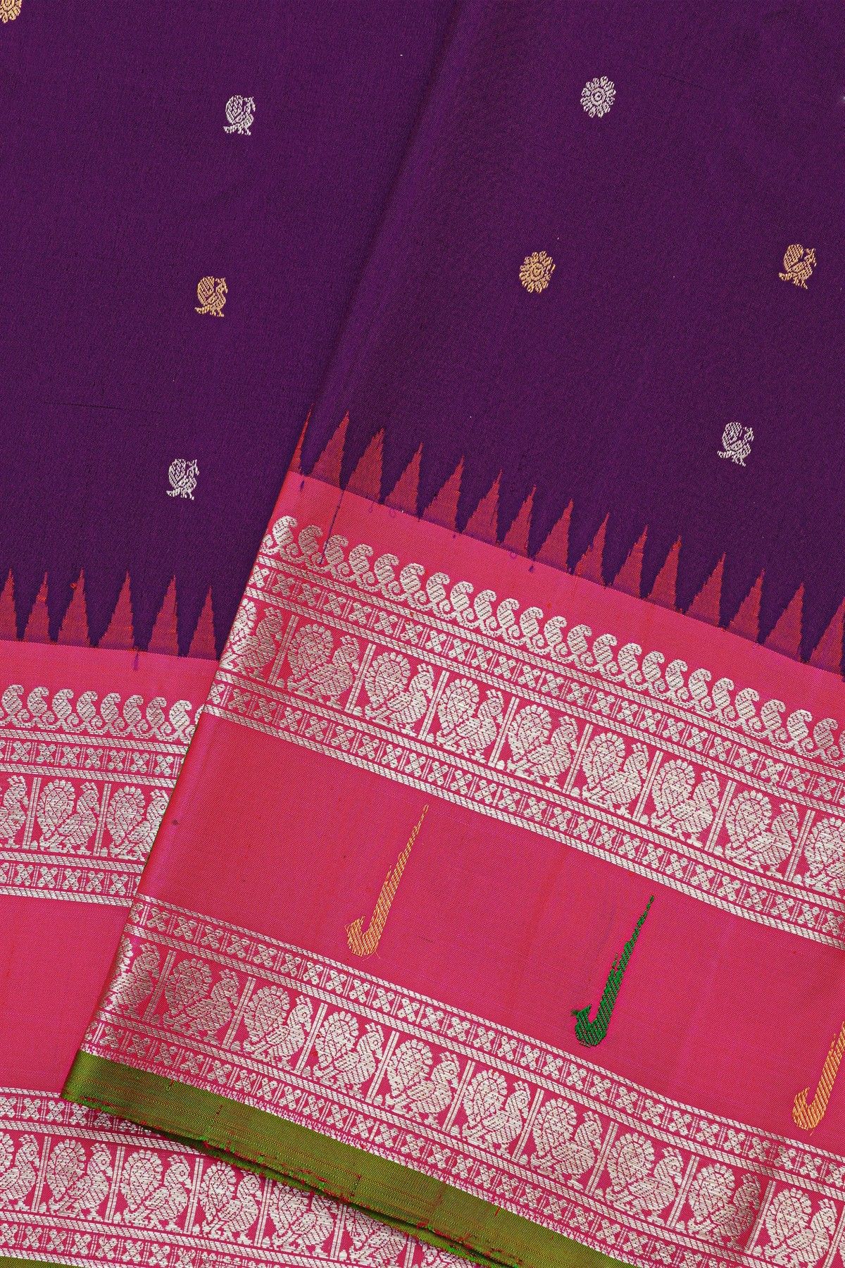 Gadwal Silk Violet Saree