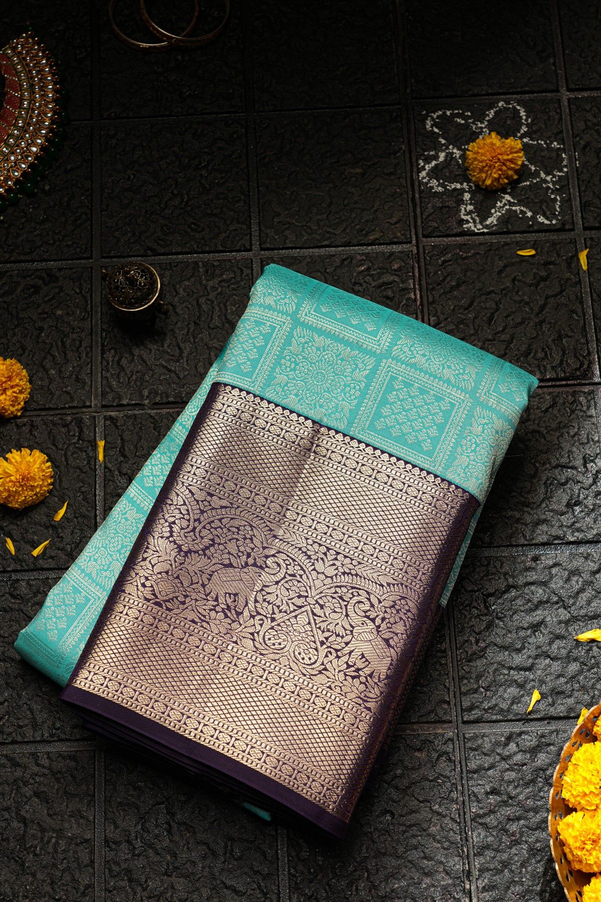 Kancheepuram Silk Sky Blue Saree
