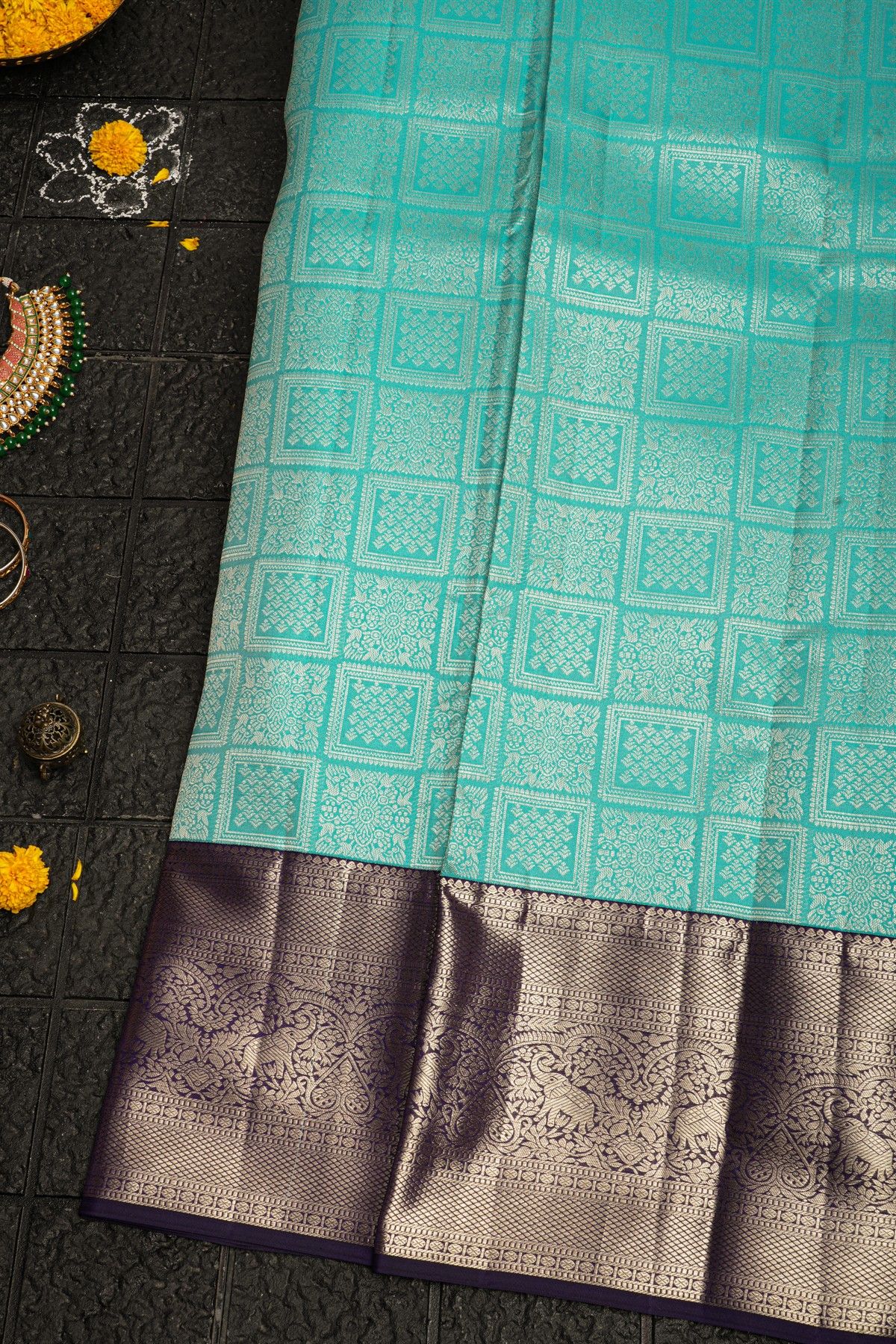Kancheepuram Silk Sky Blue Saree