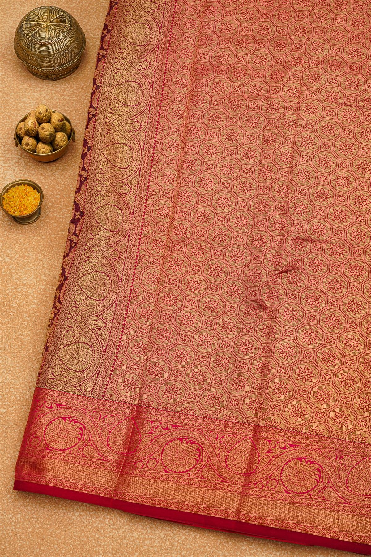 Kancheepuram Silk Dark Brown Saree
