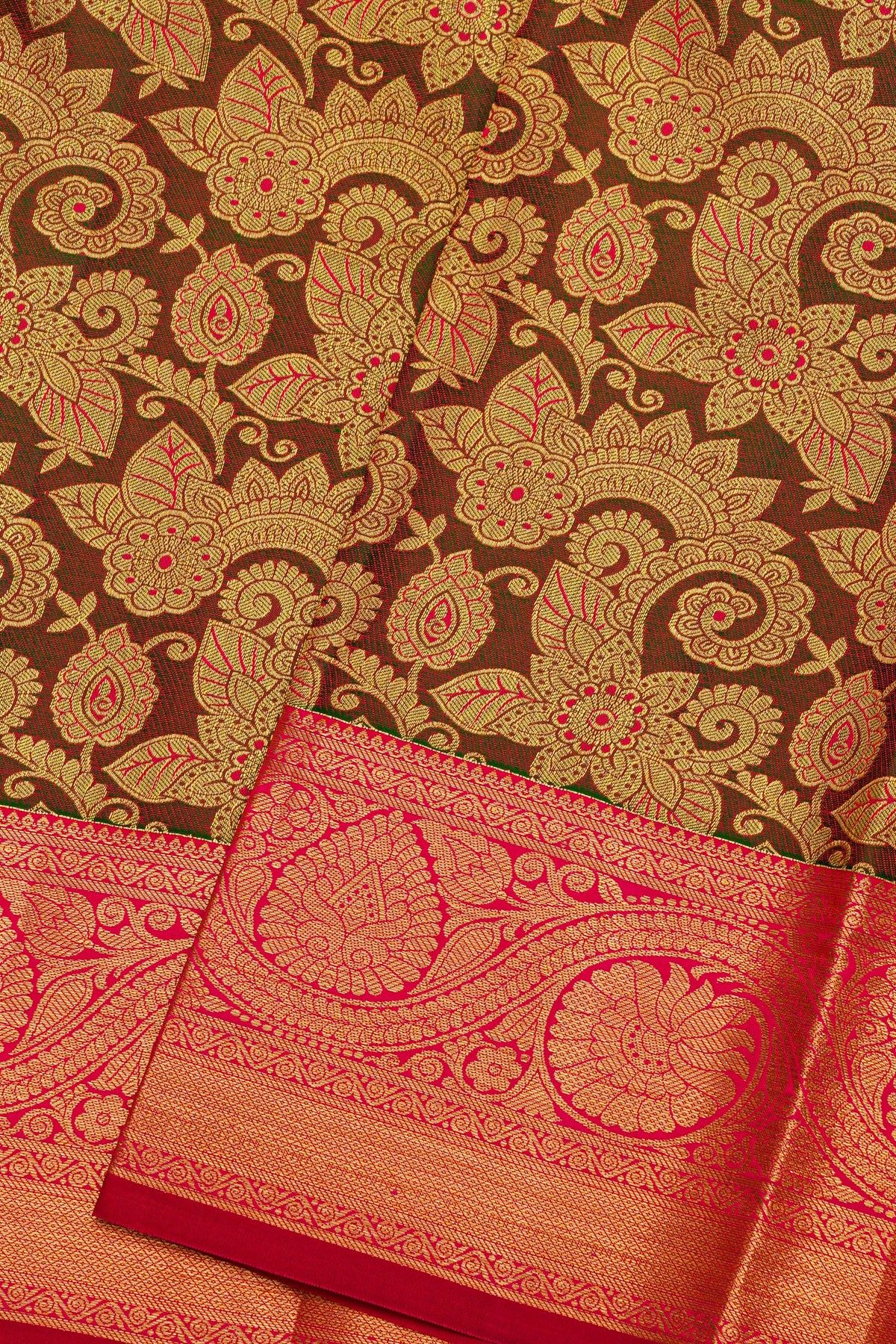 Kancheepuram Silk Dark Brown Saree