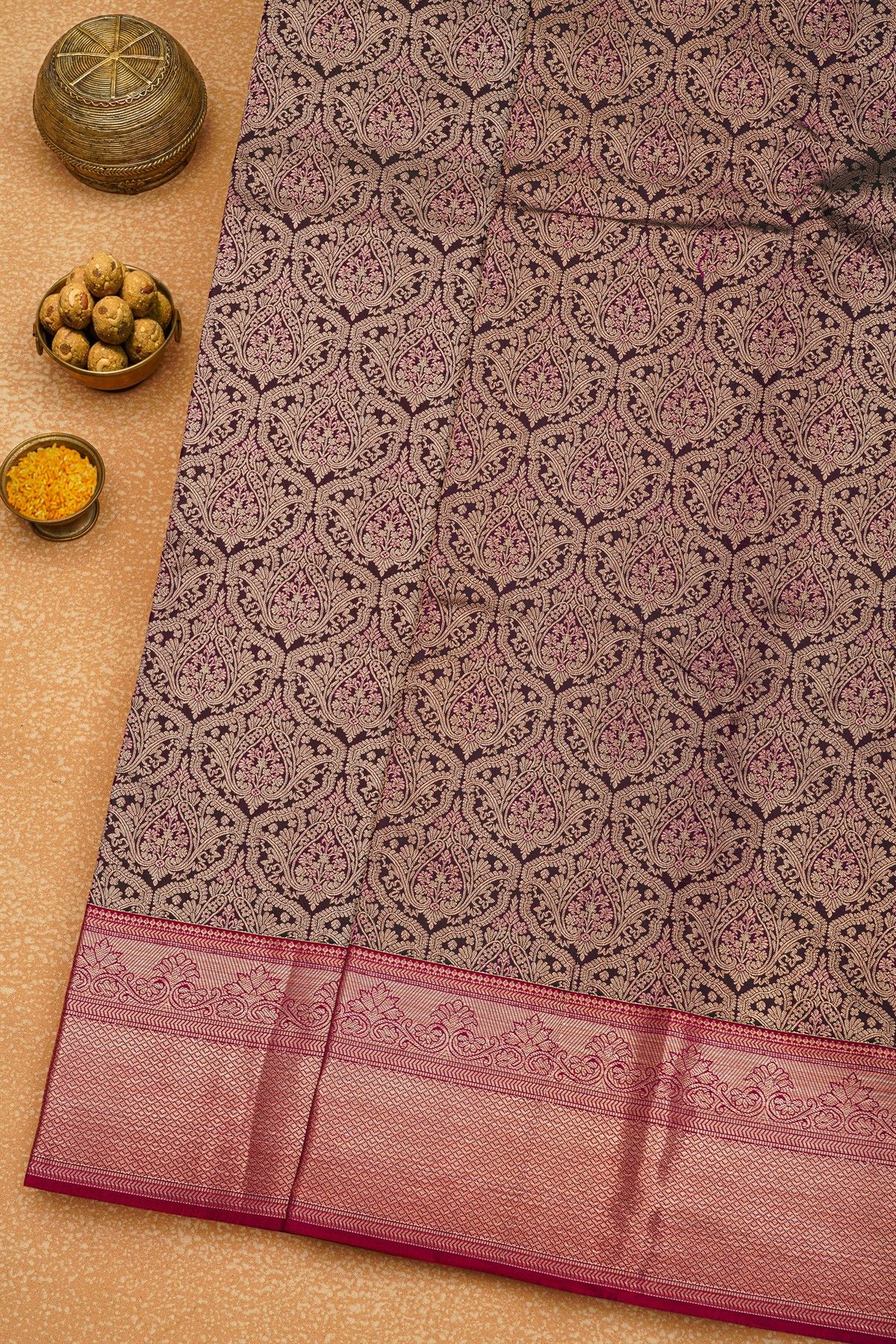 Kancheepuram Silk Dark Brown Saree