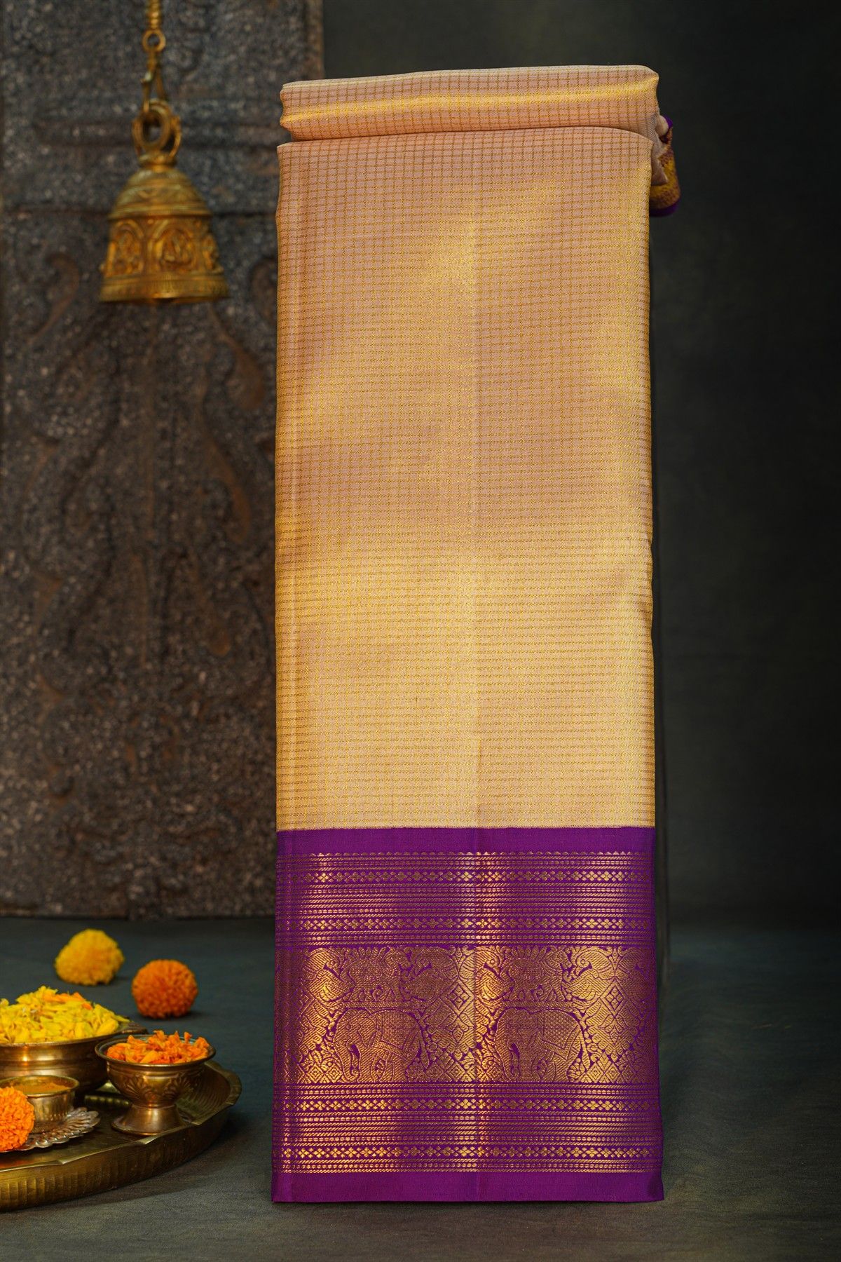 Kancheepuram Silk Cream Saree