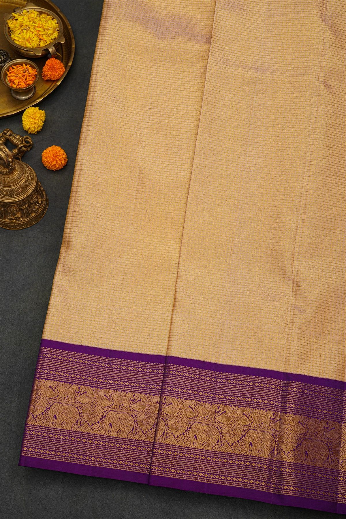 Kancheepuram Silk Cream Saree