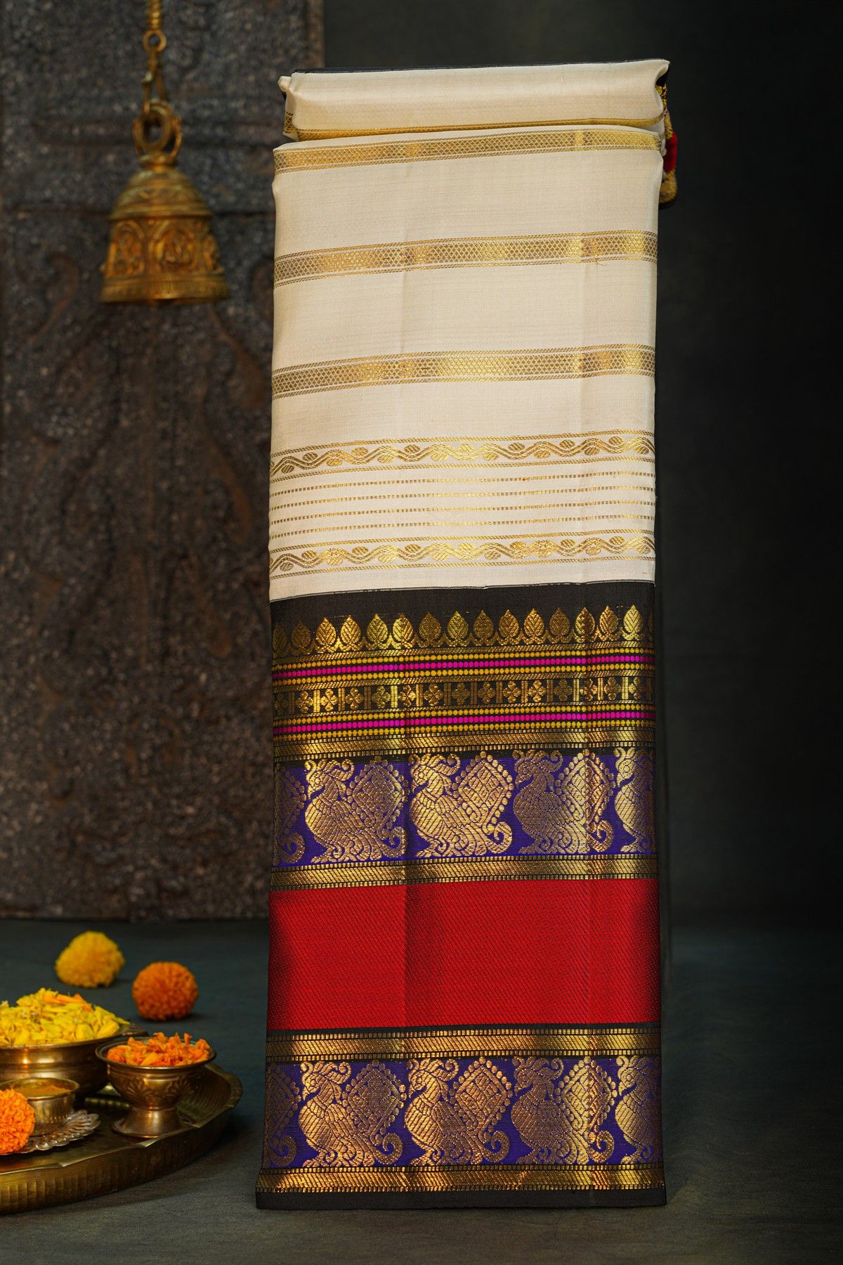 Kancheepuram Silk Off White Saree