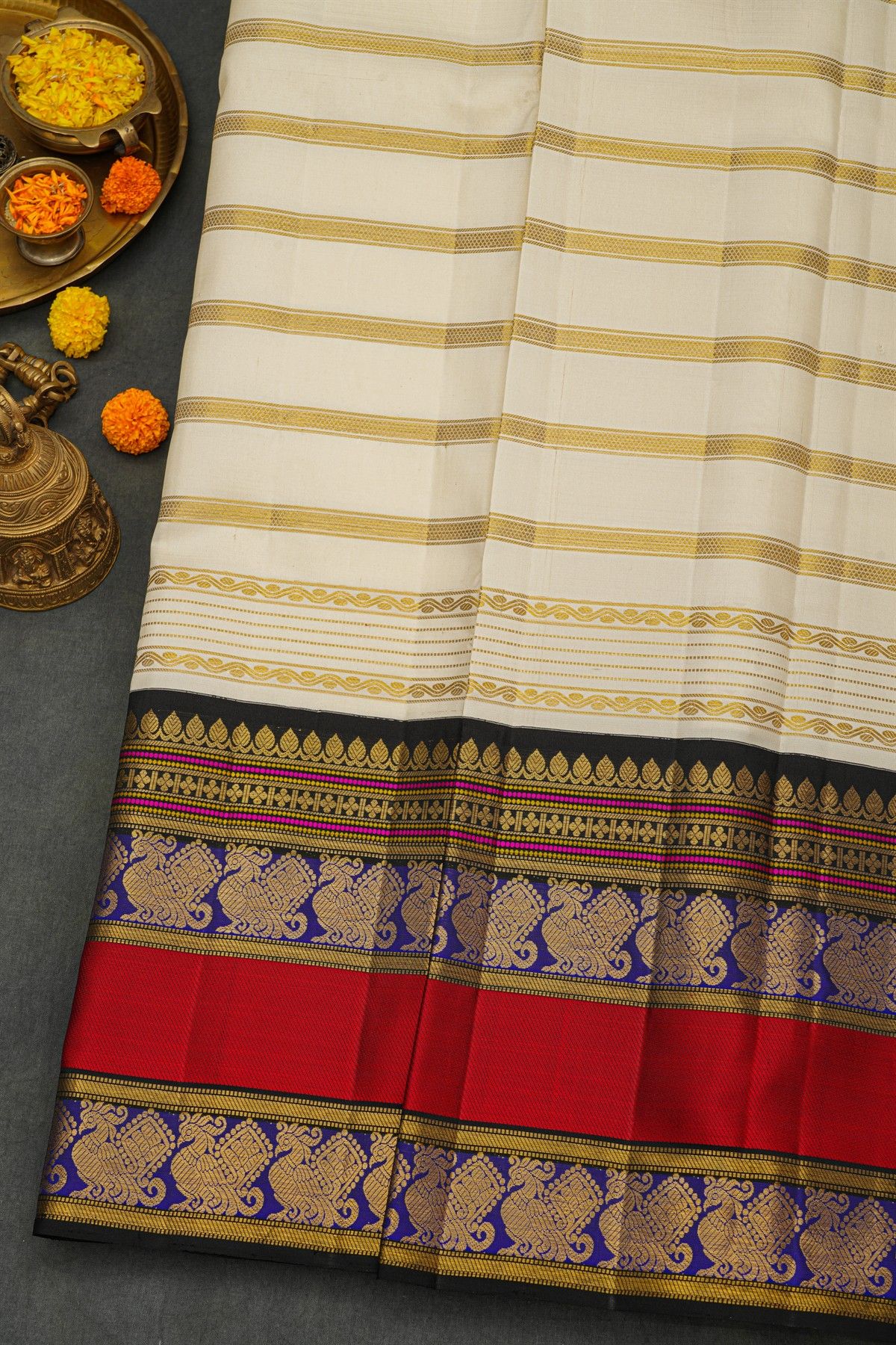 Kancheepuram Silk Off White Saree