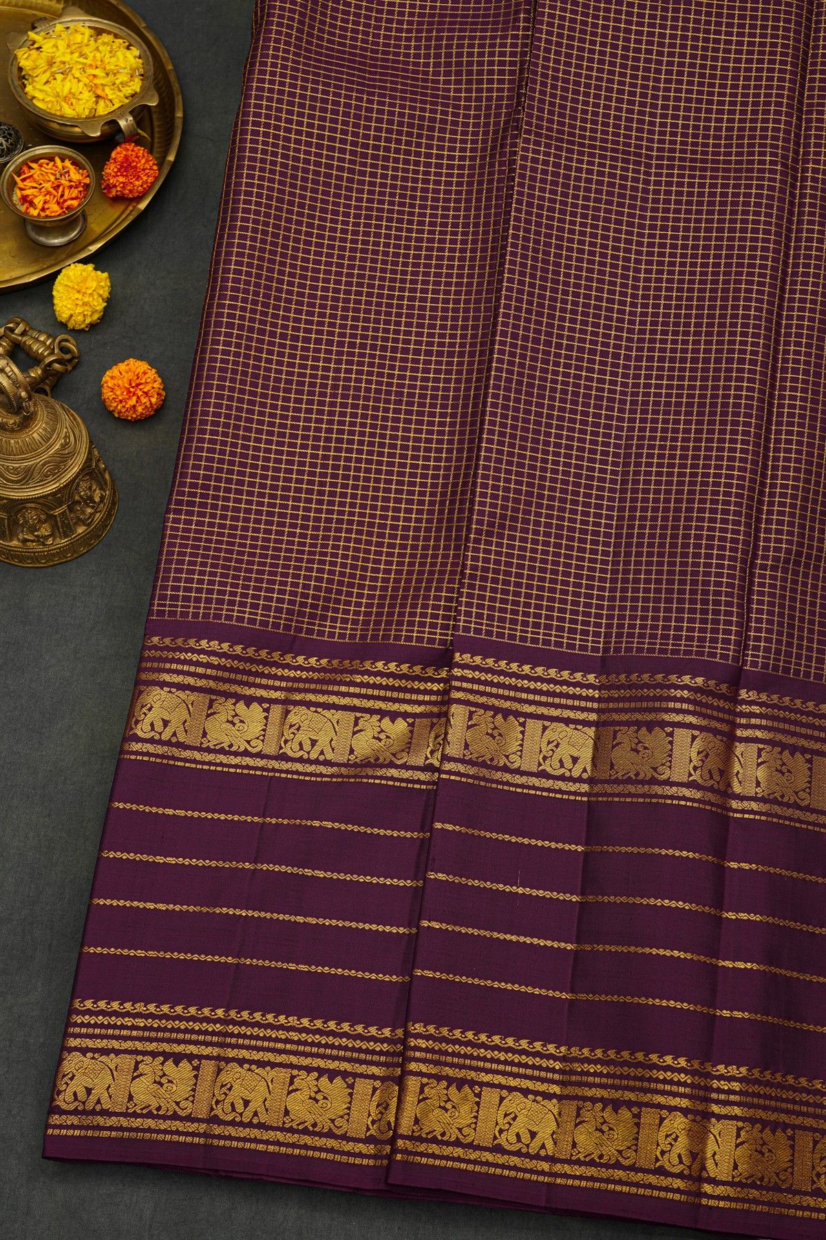 Kancheepuram Silk Wine Saree