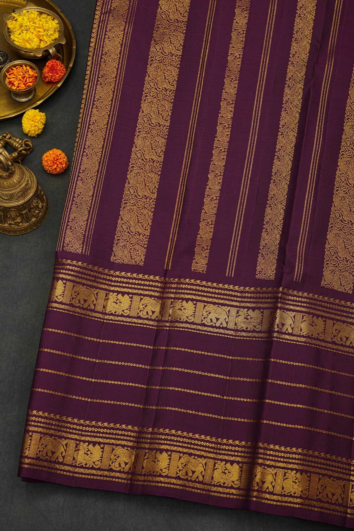 Kancheepuram Silk Wine Saree