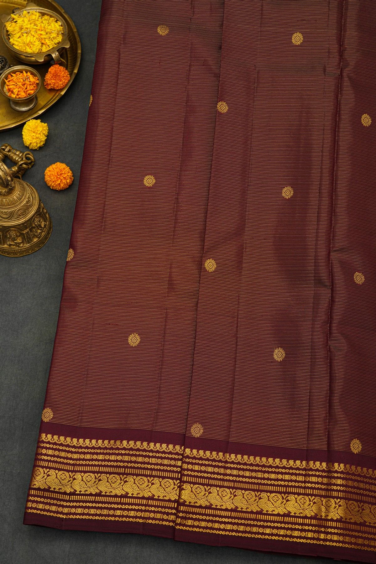 Kancheepuram Silk Wine Saree