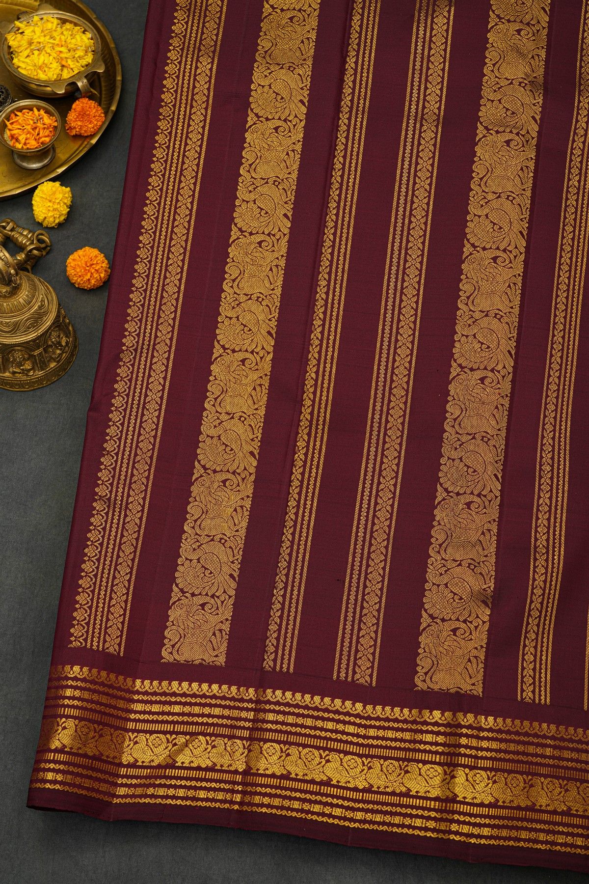 Kancheepuram Silk Wine Saree
