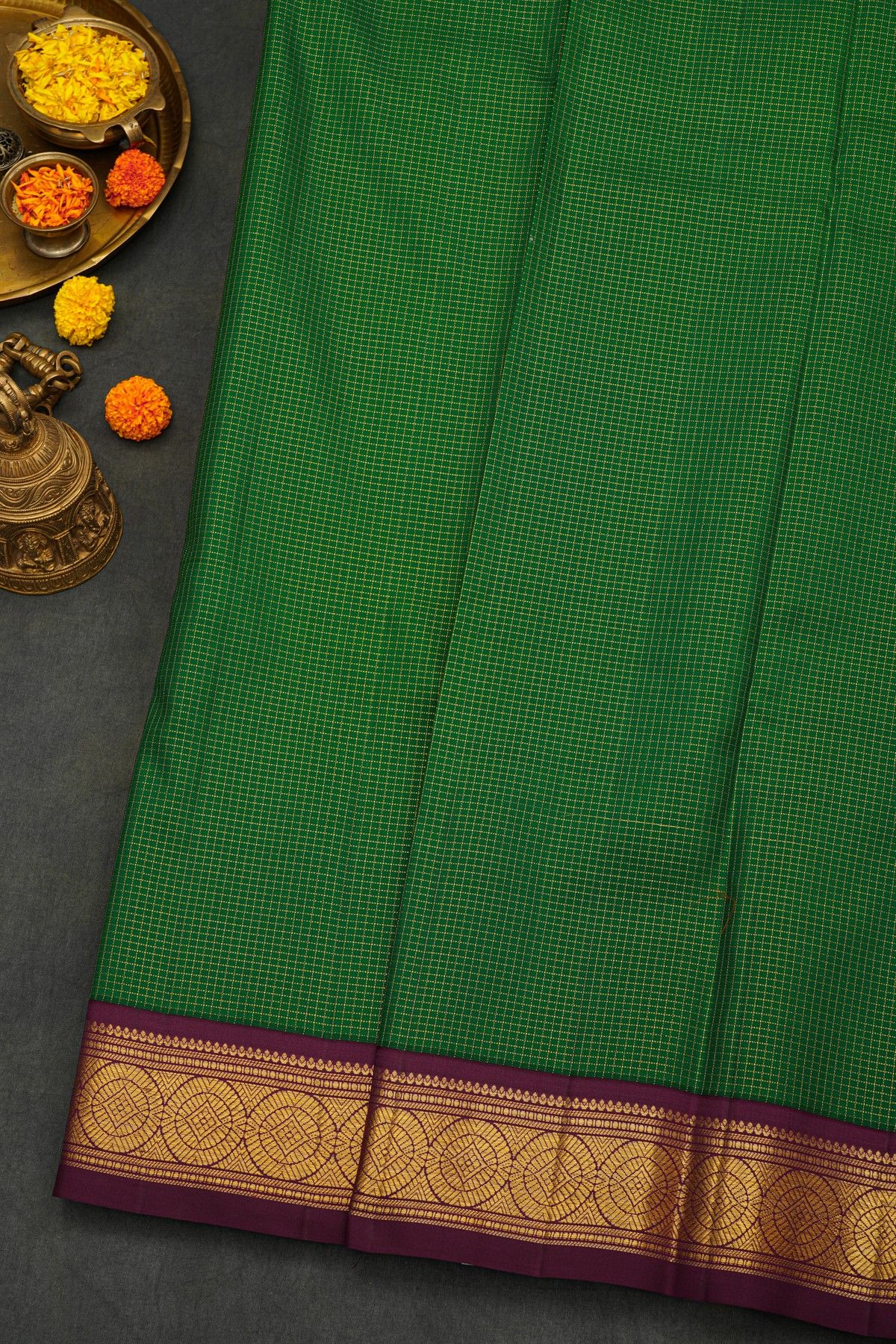 Kancheepuram Silk Bottle Green Saree