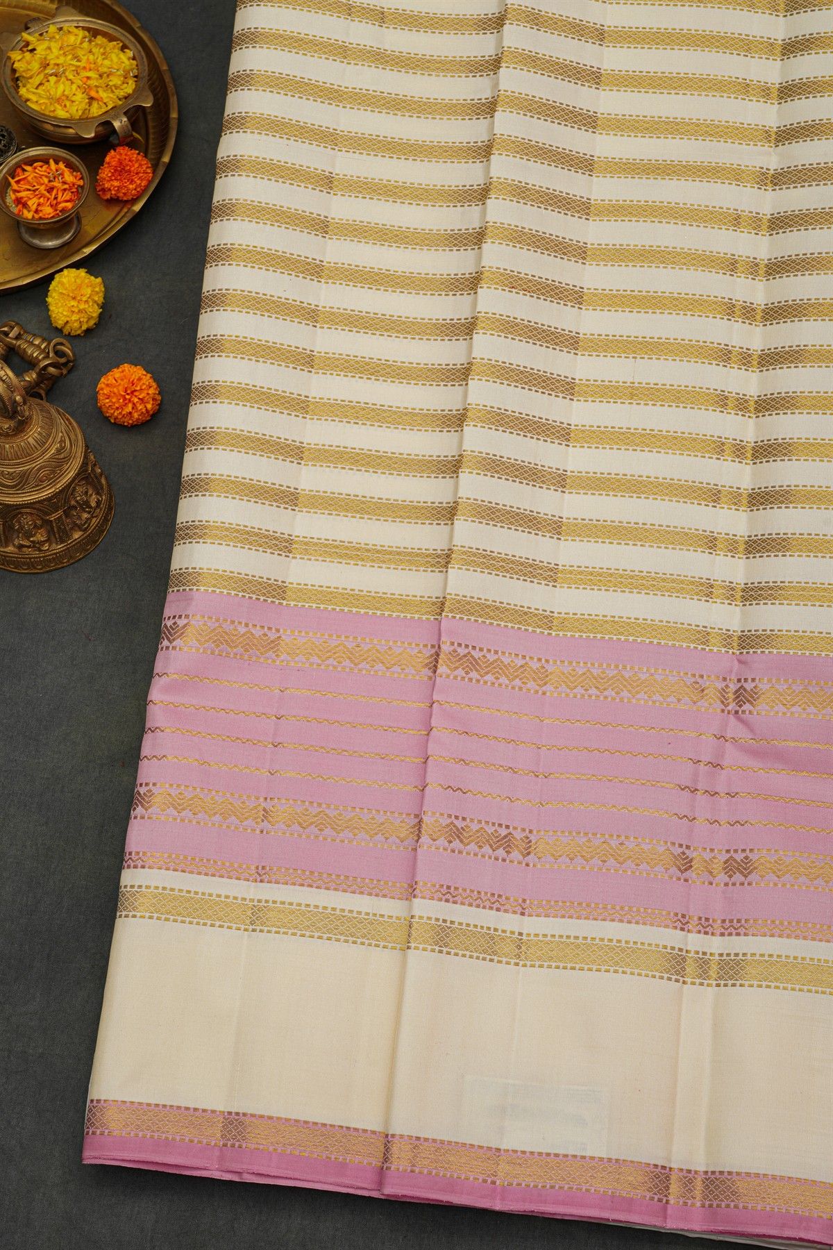 Kancheepuram Silk Off White Saree