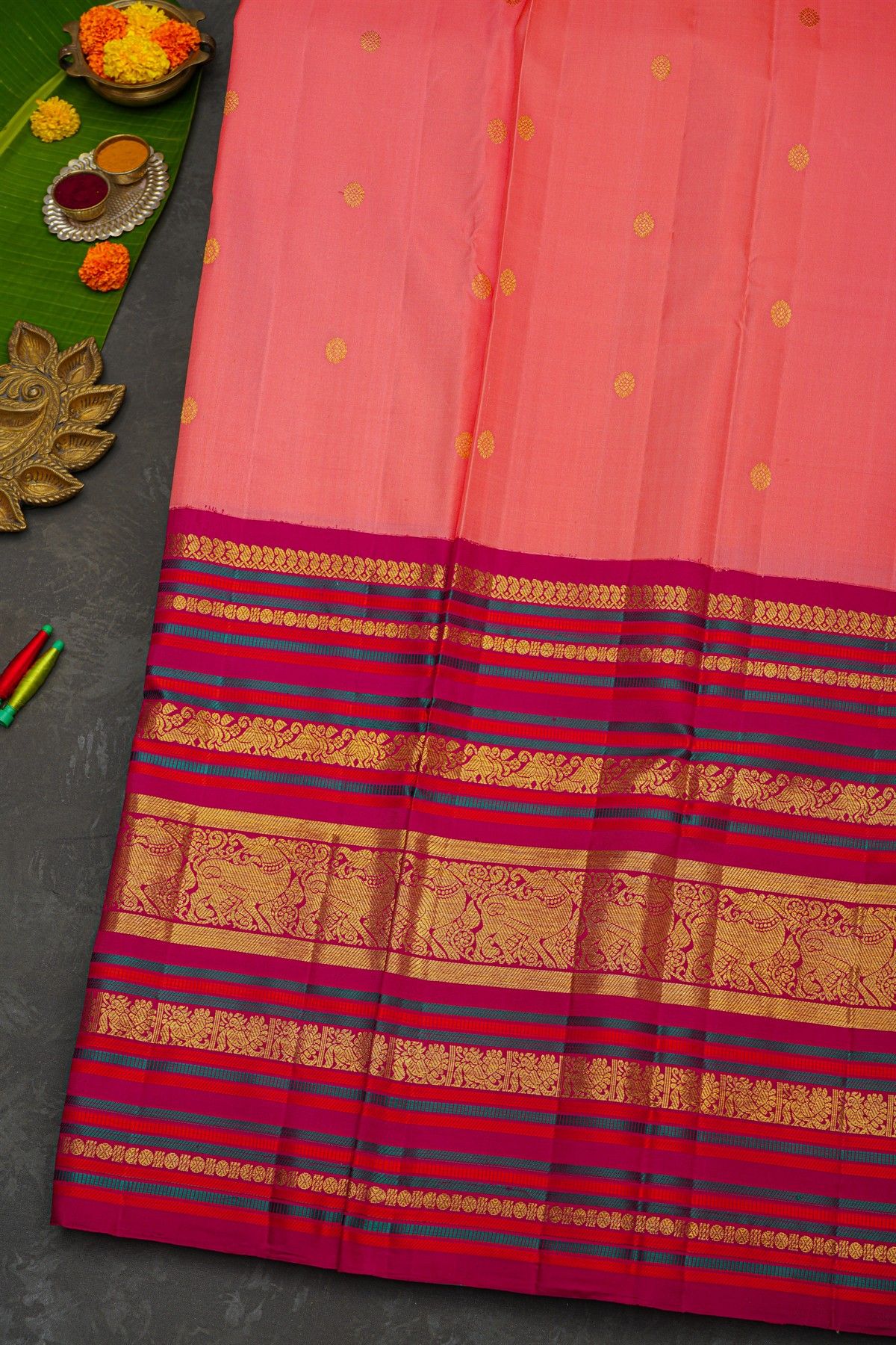 Kanchipuram Silk Pink Saree