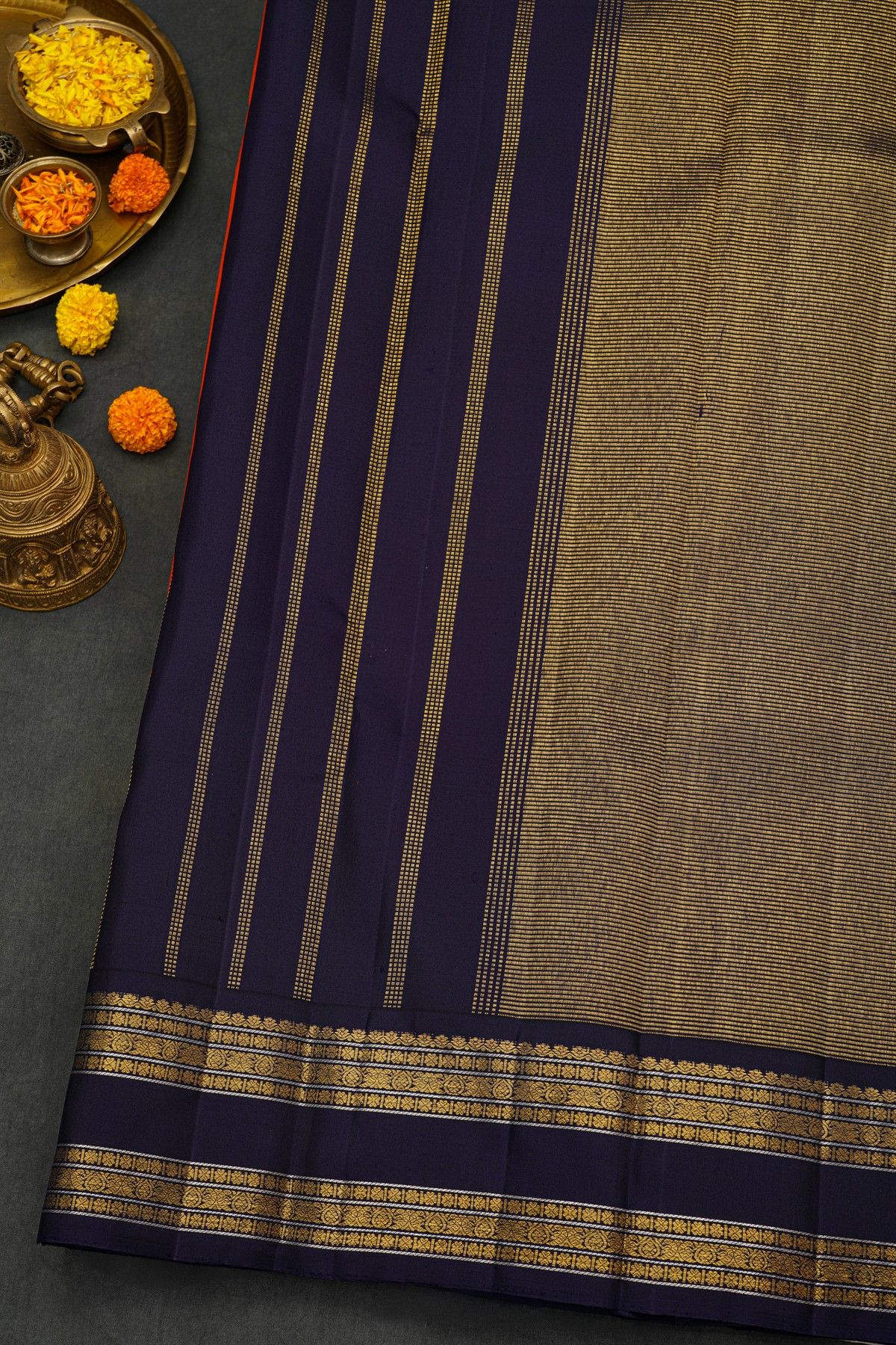Kancheepuram Silk Orange Saree