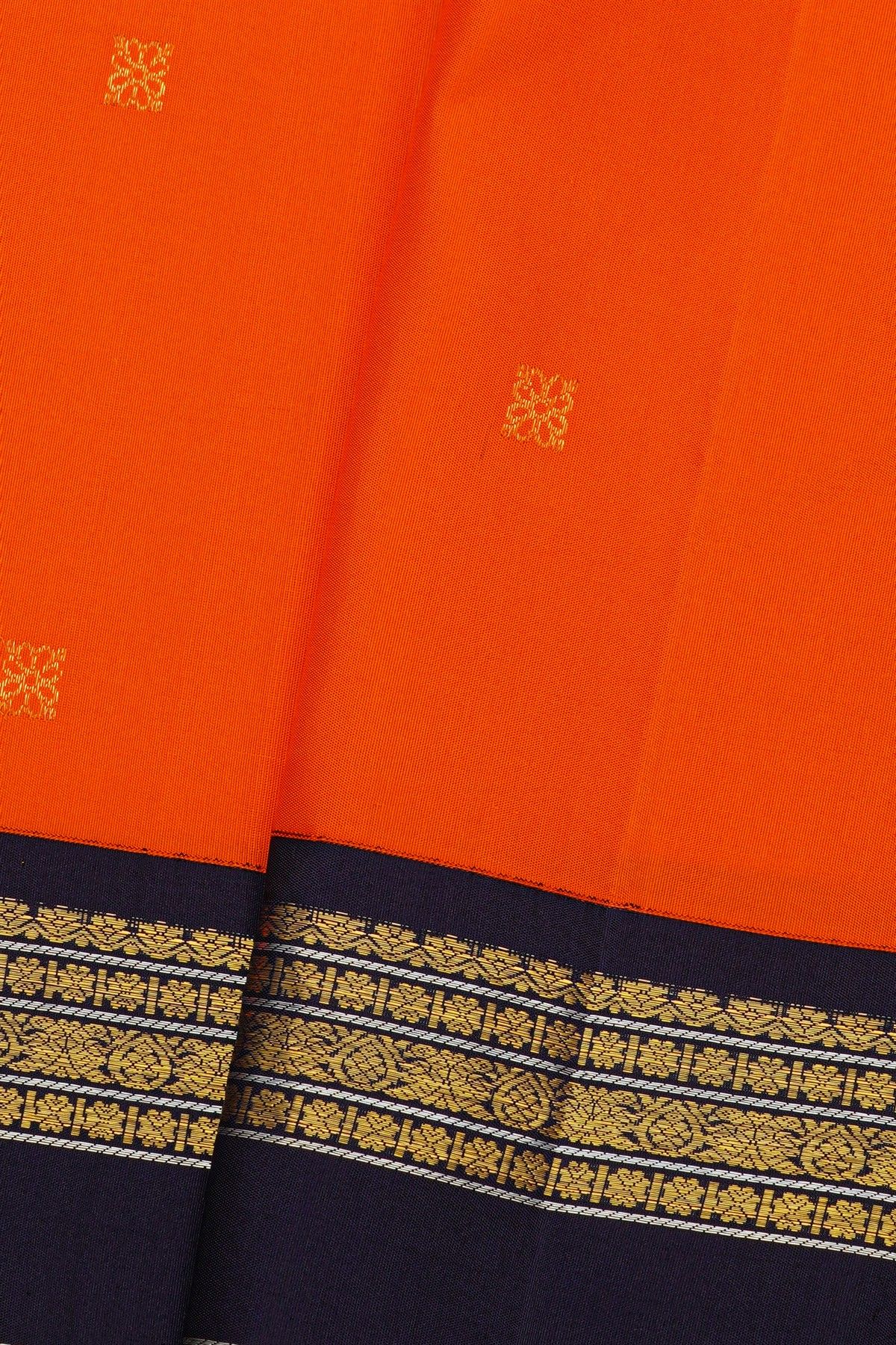 Kancheepuram Silk Orange Saree