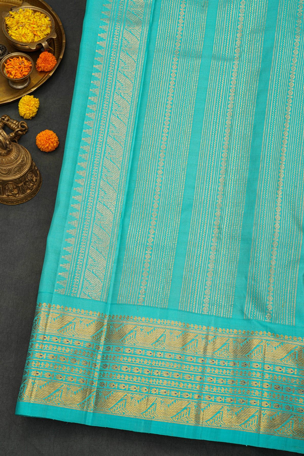 Kancheepuram Silk Bottle Green Saree