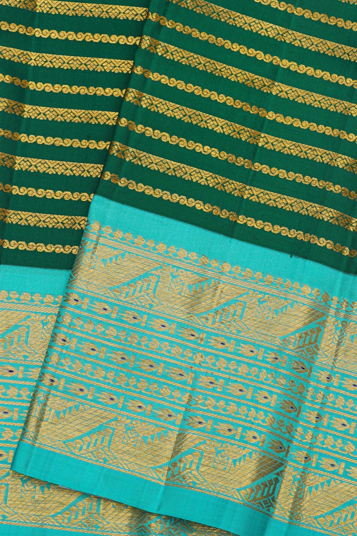 Kancheepuram Silk Bottle Green Saree