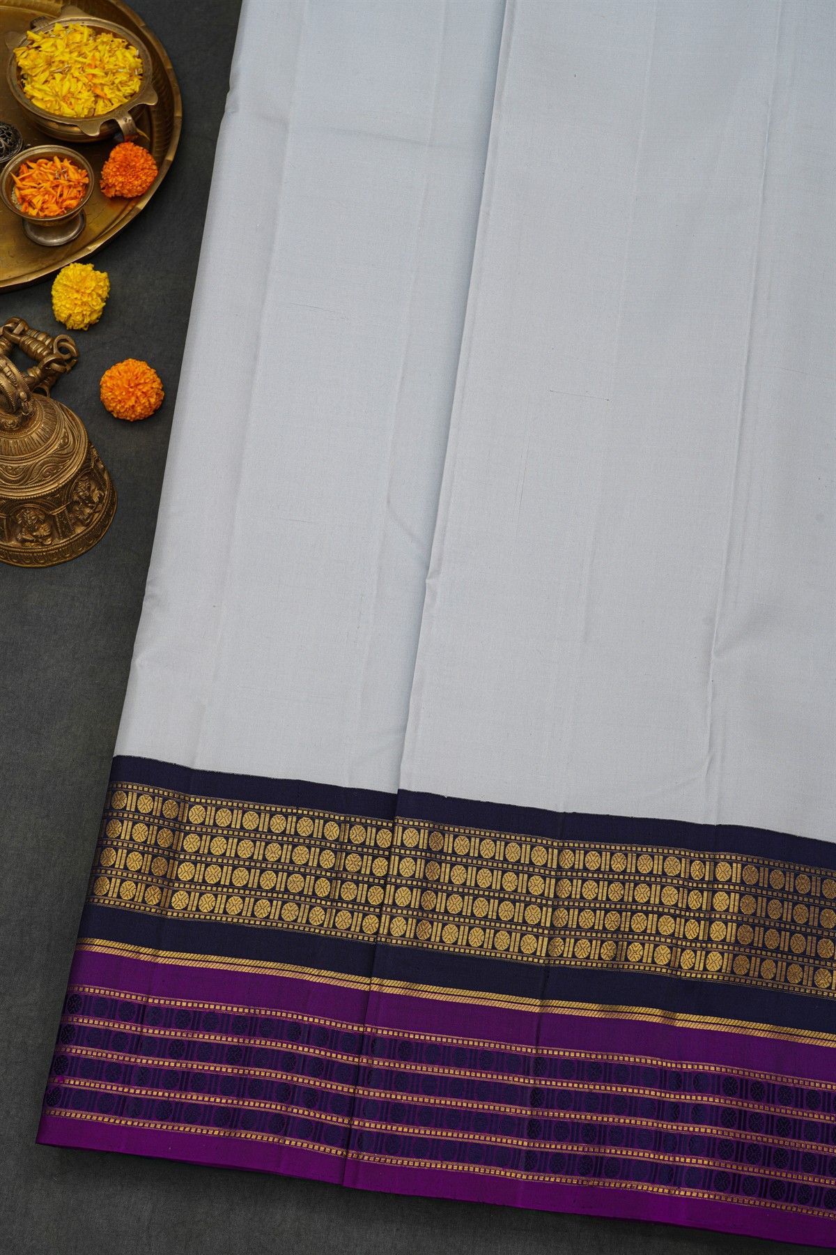 Kancheepuram Silk Off White Saree