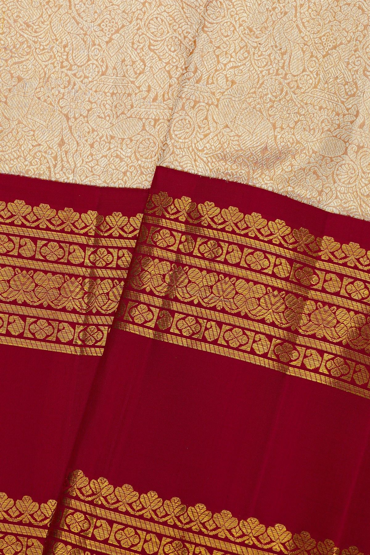 Kanchipuram Silk Cream Saree