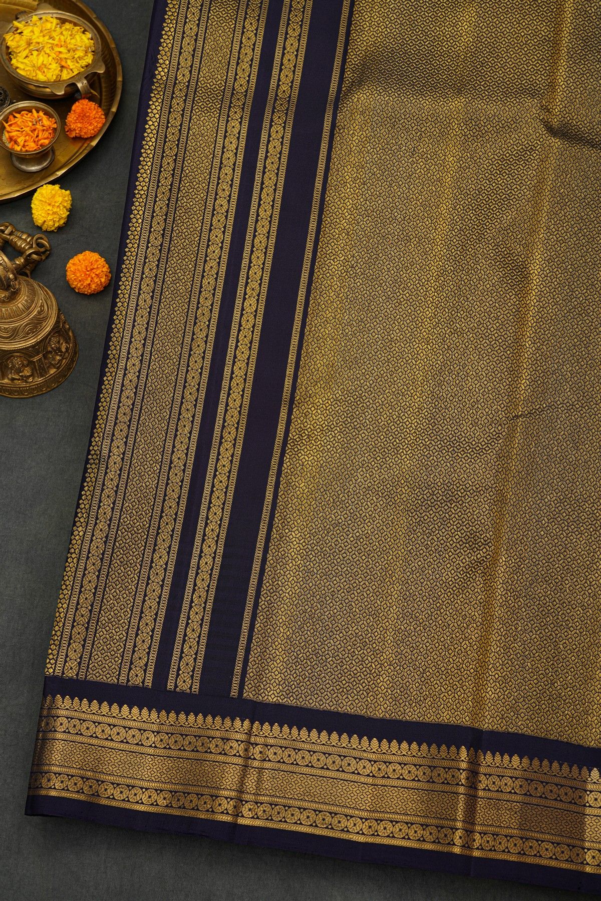 Kancheepuram Silk Orange Saree
