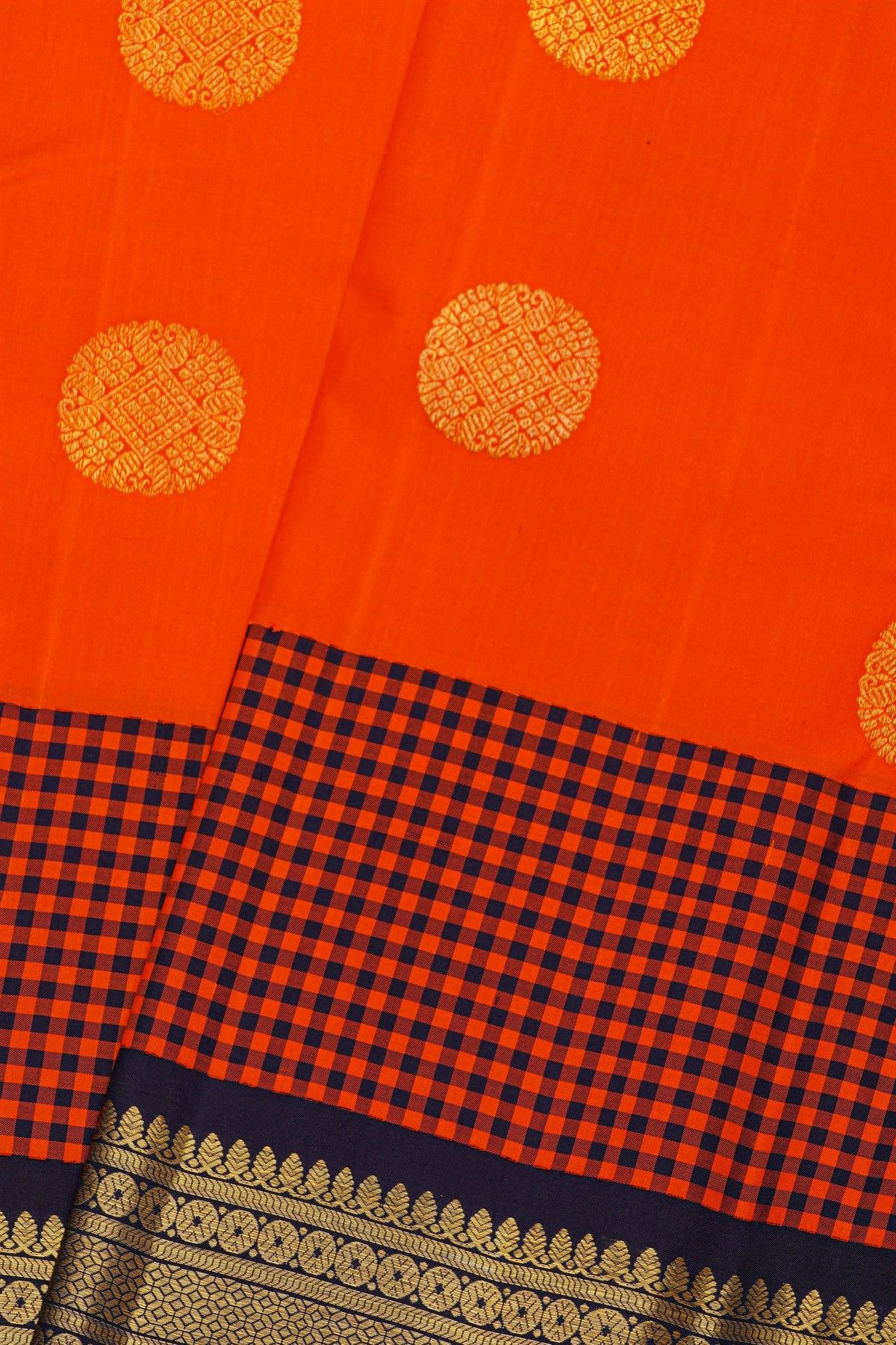 Kancheepuram Silk Orange Saree