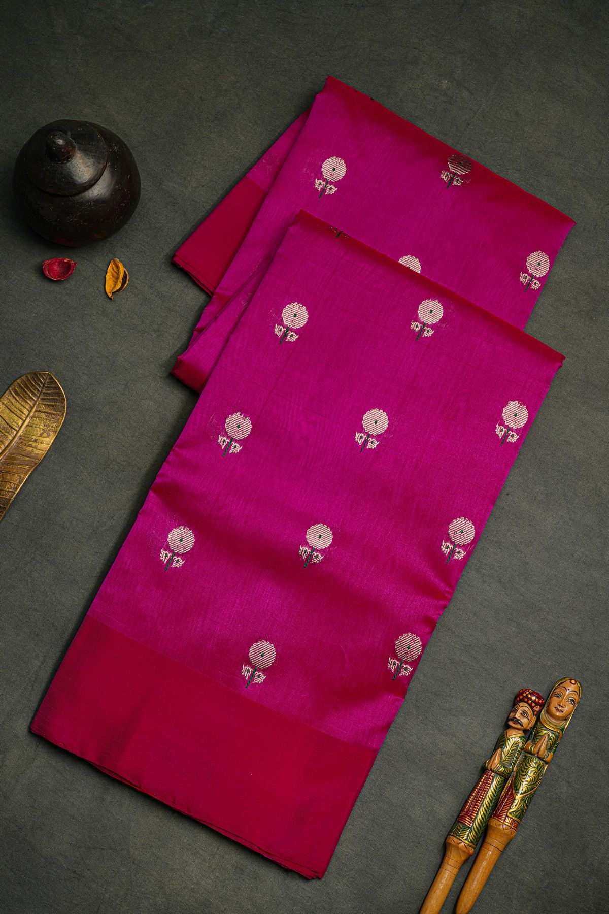 Chanderi Silk Rani Pink Saree