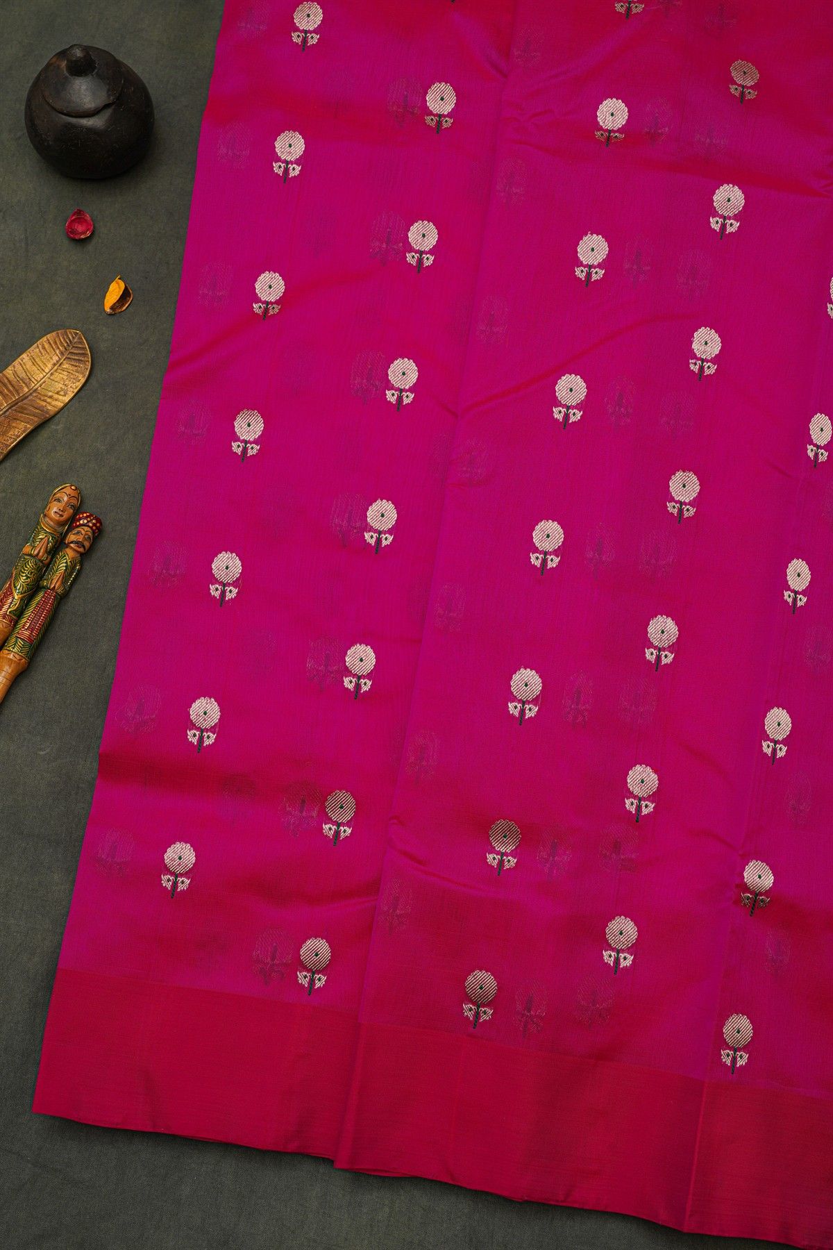Chanderi Silk Rani Pink Saree