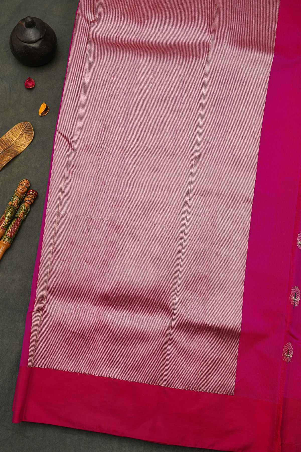 Chanderi Silk Rani Pink Saree