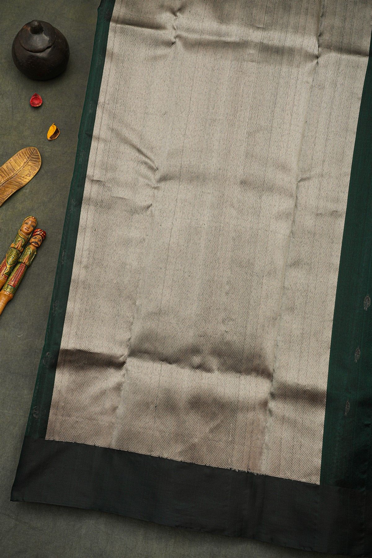 Chanderi Silk Bottle Green Saree