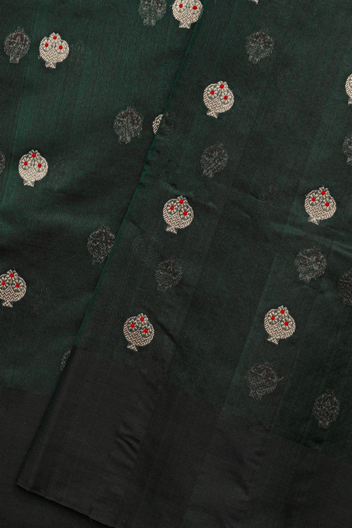 Chanderi Silk Bottle Green Saree