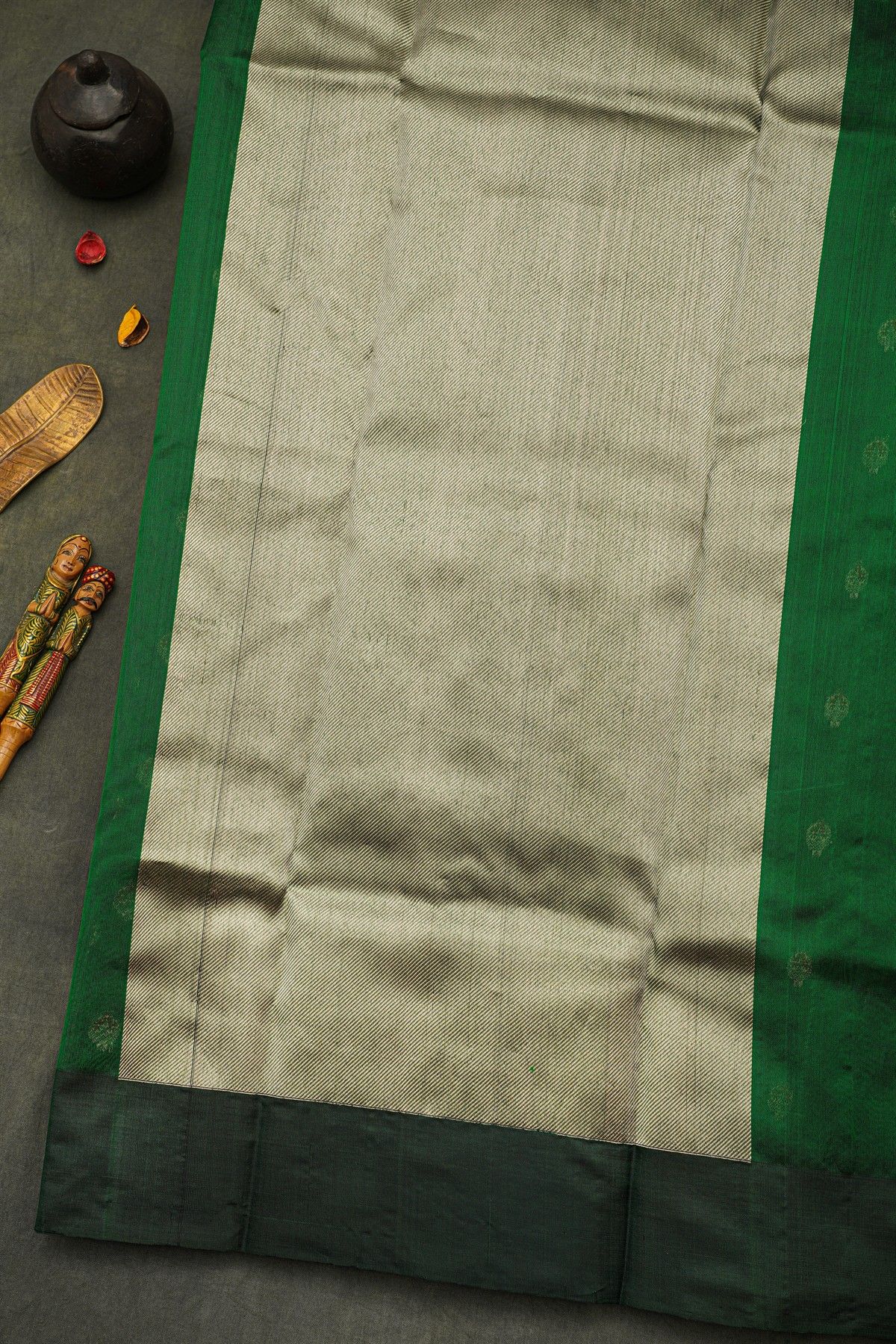 Chanderi Silk Bottle Green Saree